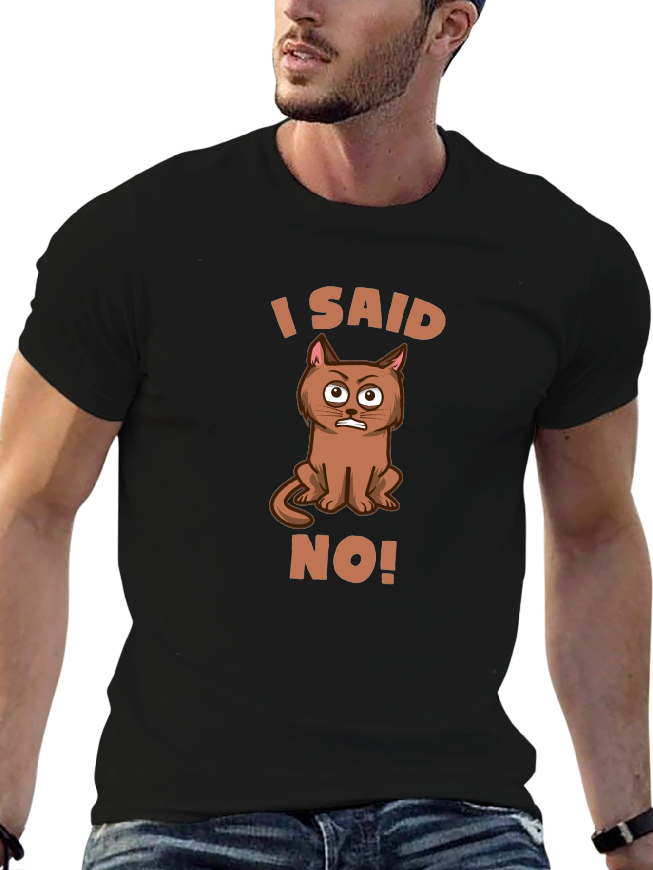 Black I Said No Cat Graphic Tee - Funny Sarcastic T-Shirt view 6