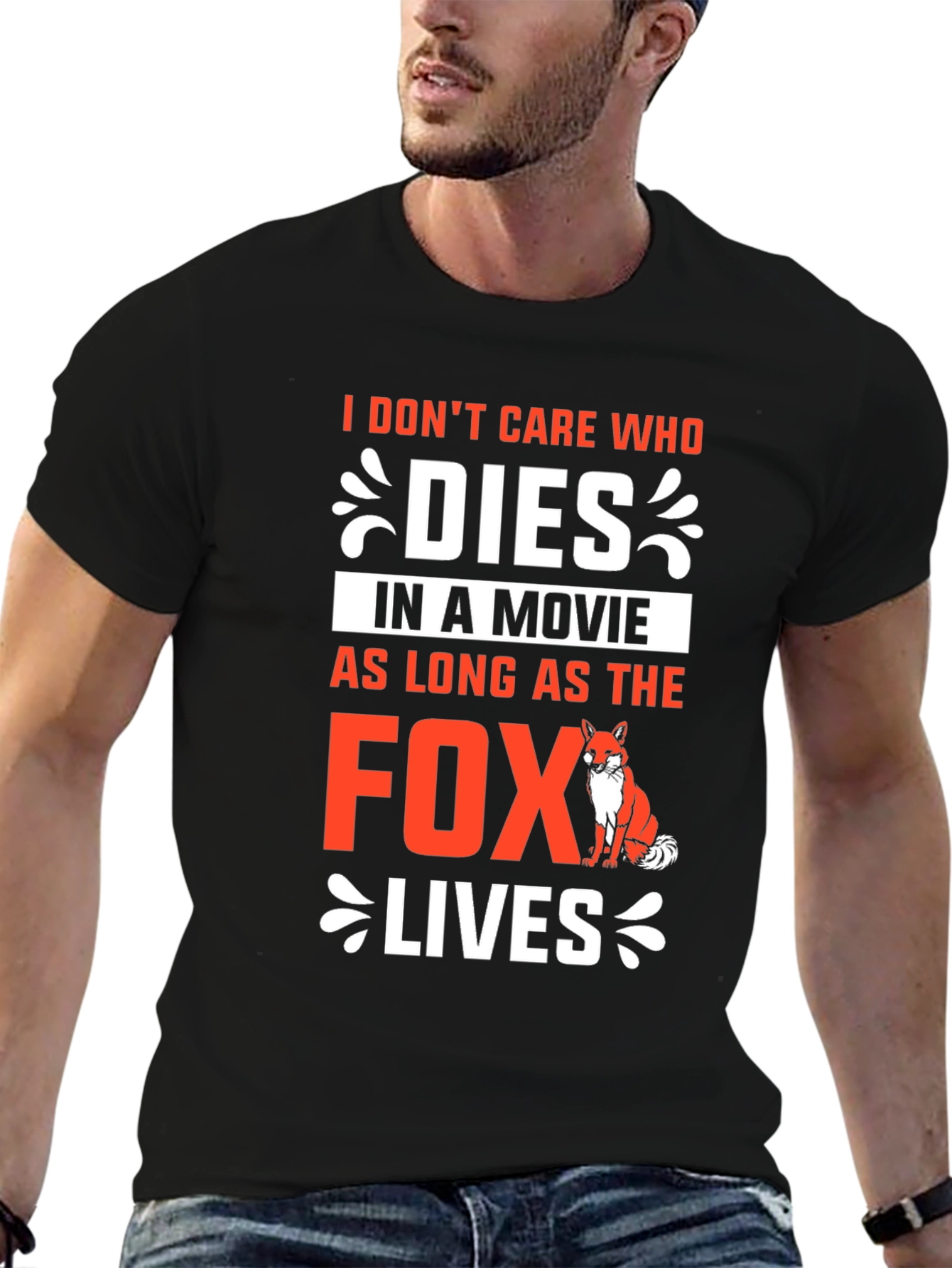 Black Funny Fox Movie Lover T-Shirt view 6