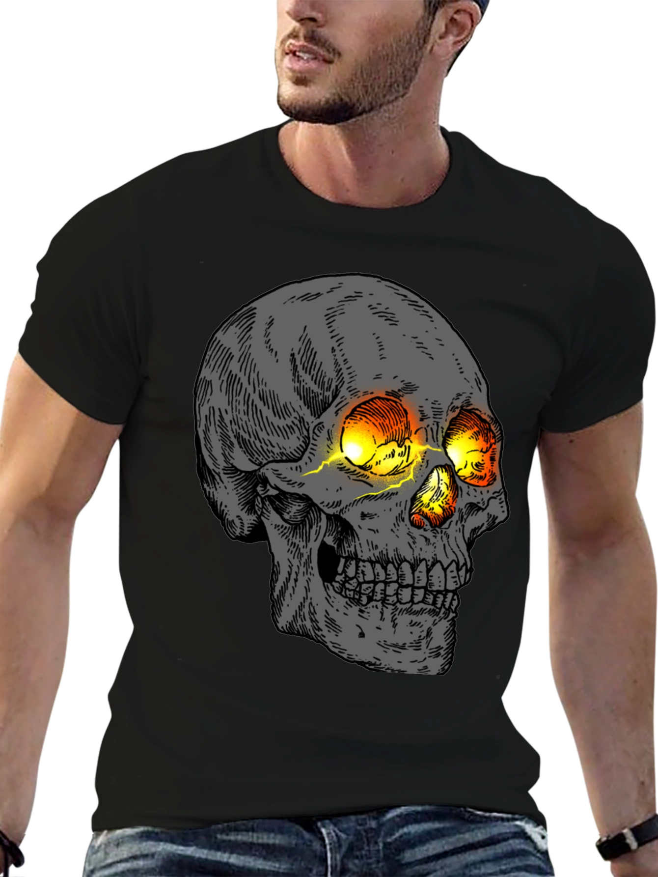 Skull Graphic T-Shirt - Men's Black Tee with Striking Design - 6