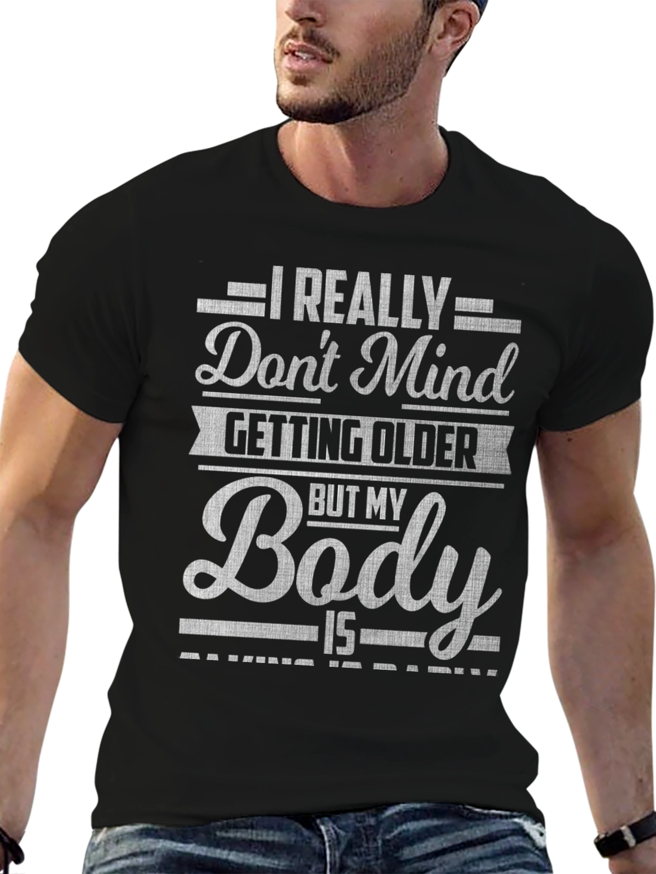 Black Funny Aging Body T-Shirt view 6