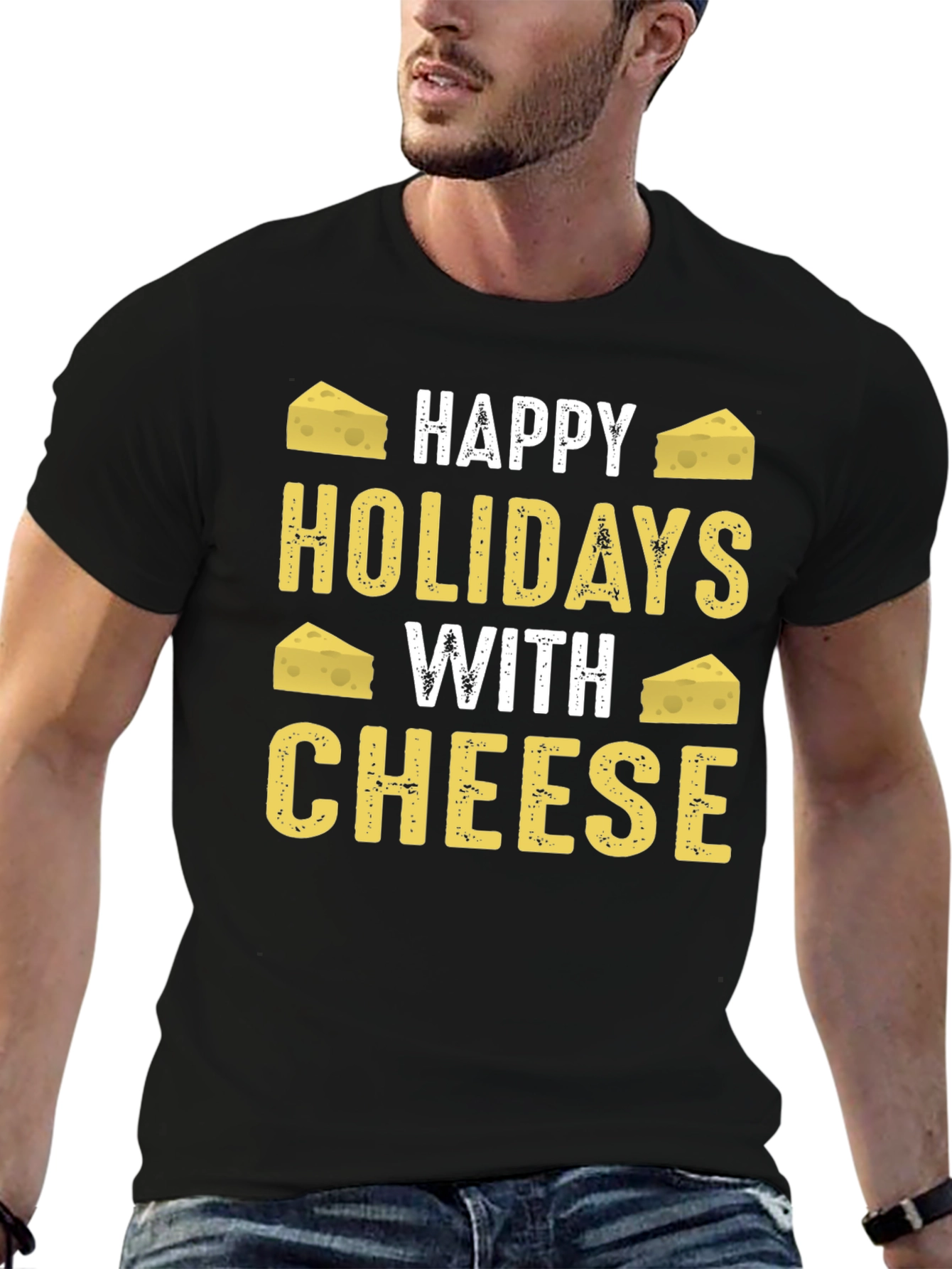 Happy Holidays With Cheese Graphic T-Shirt - 6