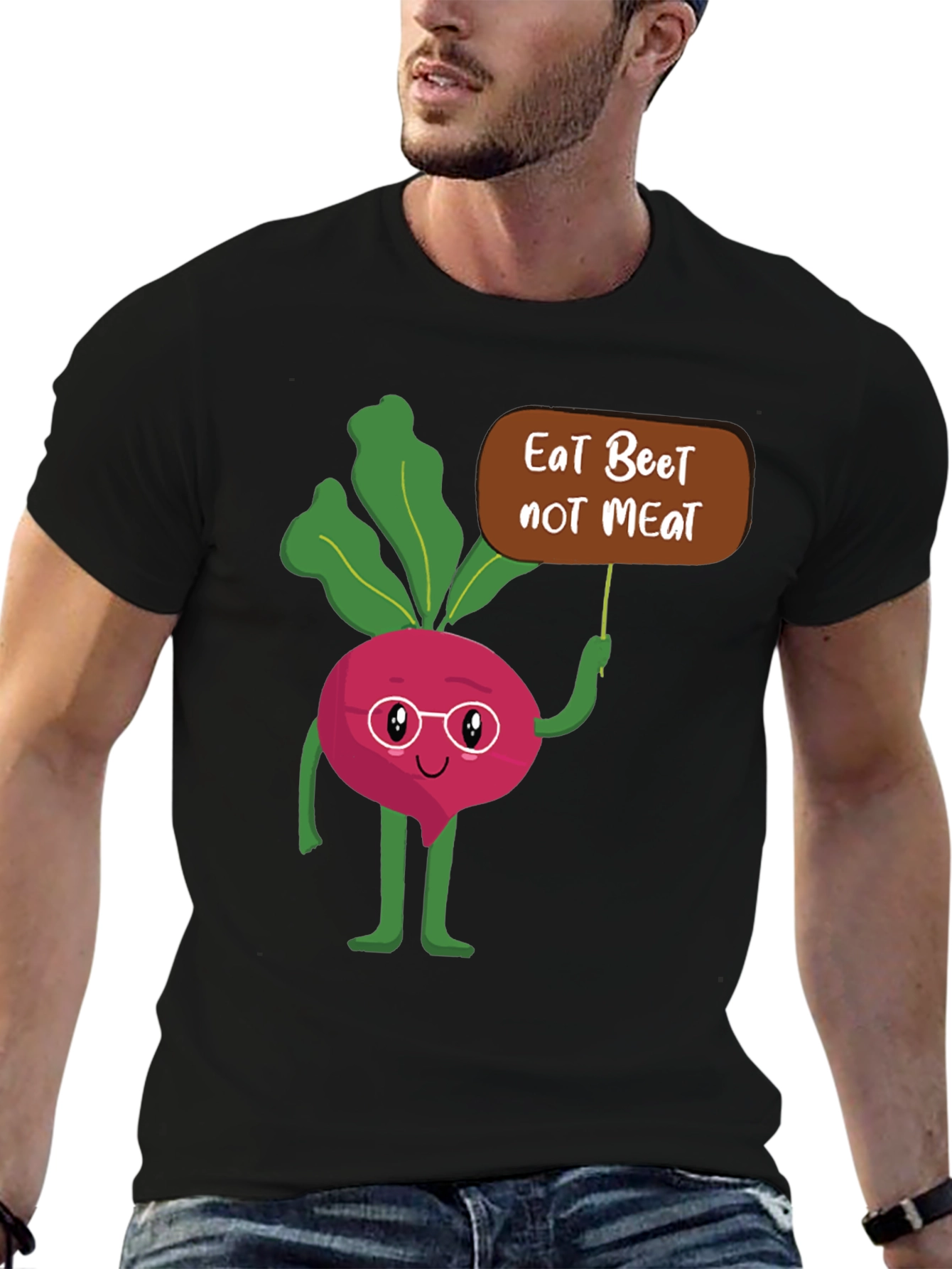 Black Eat Beet Not Meat Graphic T-Shirt view 6