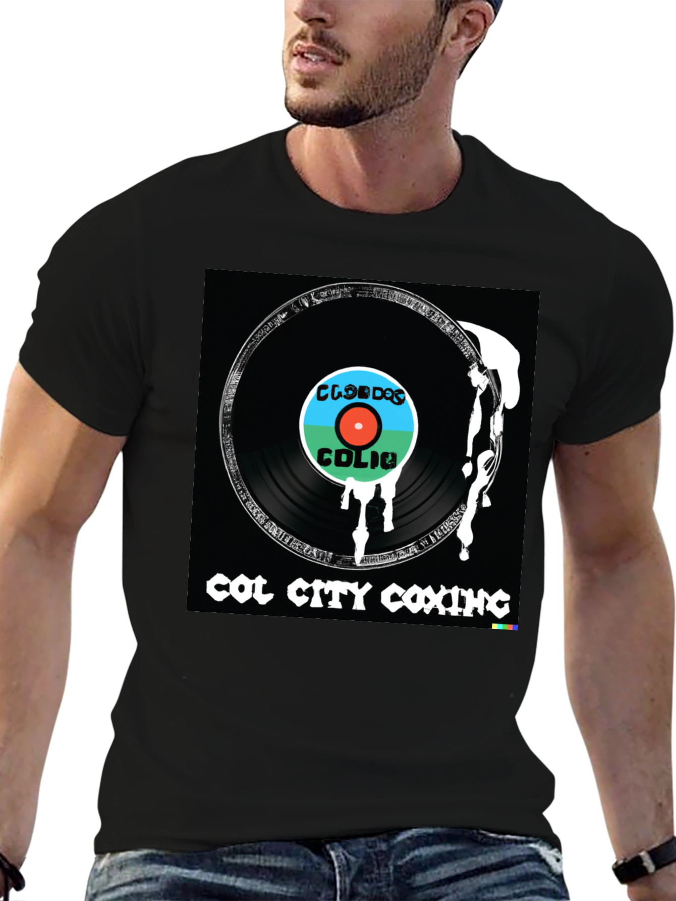 Black Col City Coxing Record Design Black T-Shirt view 6