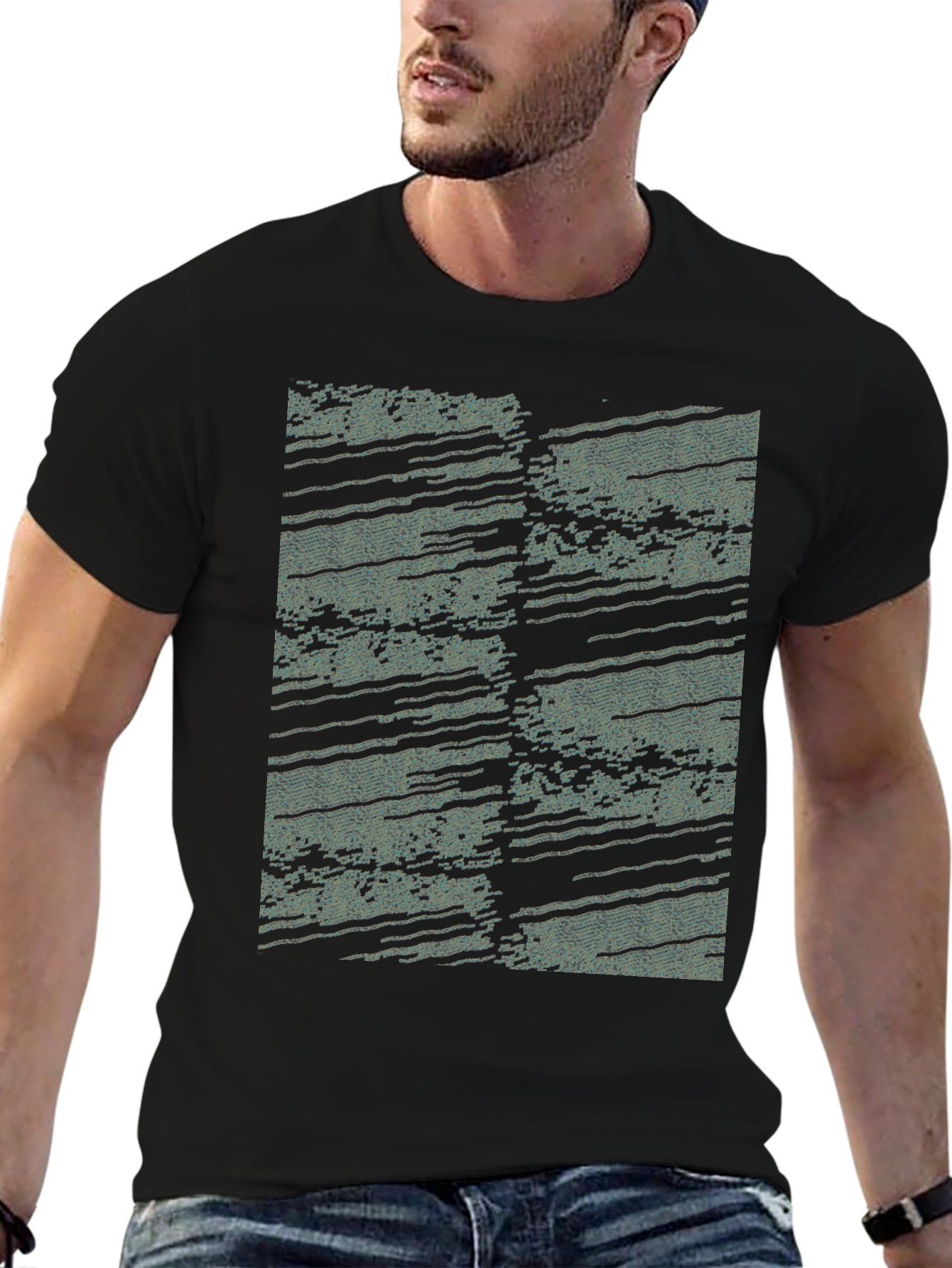 Black Abstract Pattern Black T-Shirt view 6