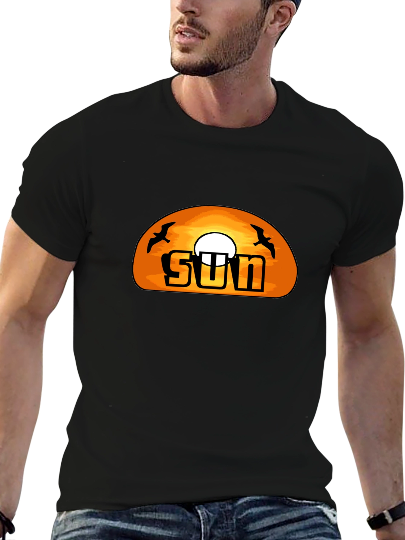 Black Sunset Graphic T-Shirt -  Cool Black Tee view 6