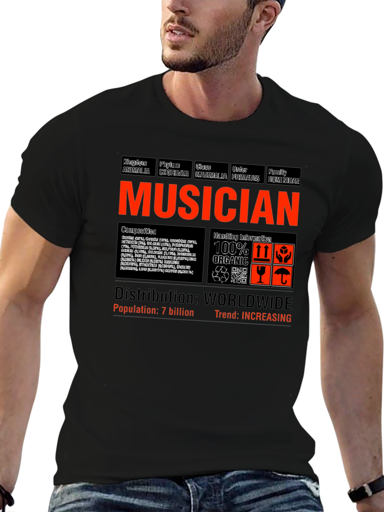 Black Musician Biological Classification Graphic T-Shirt view 6