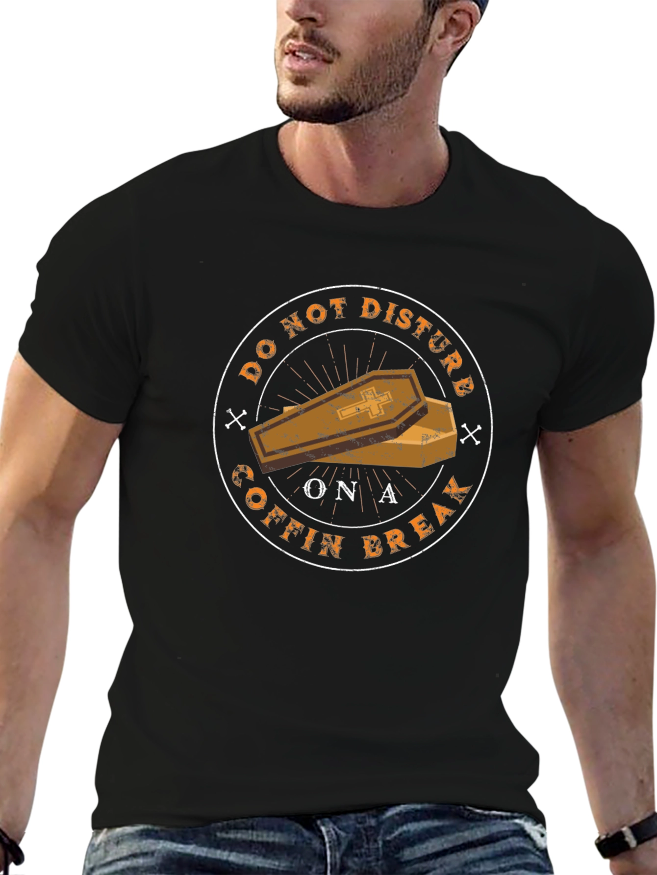 Black Coffin Break Graphic Tee - Do Not Disturb Novelty Shirt view 6