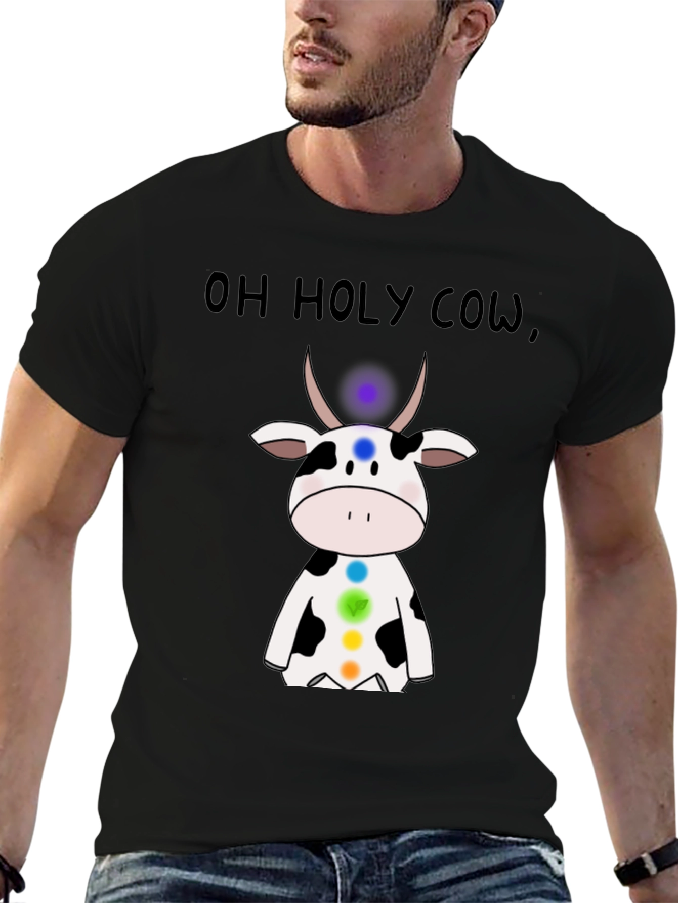 Black Oh Holy Cow Chakra T-Shirt - Spiritual Comfort view 6