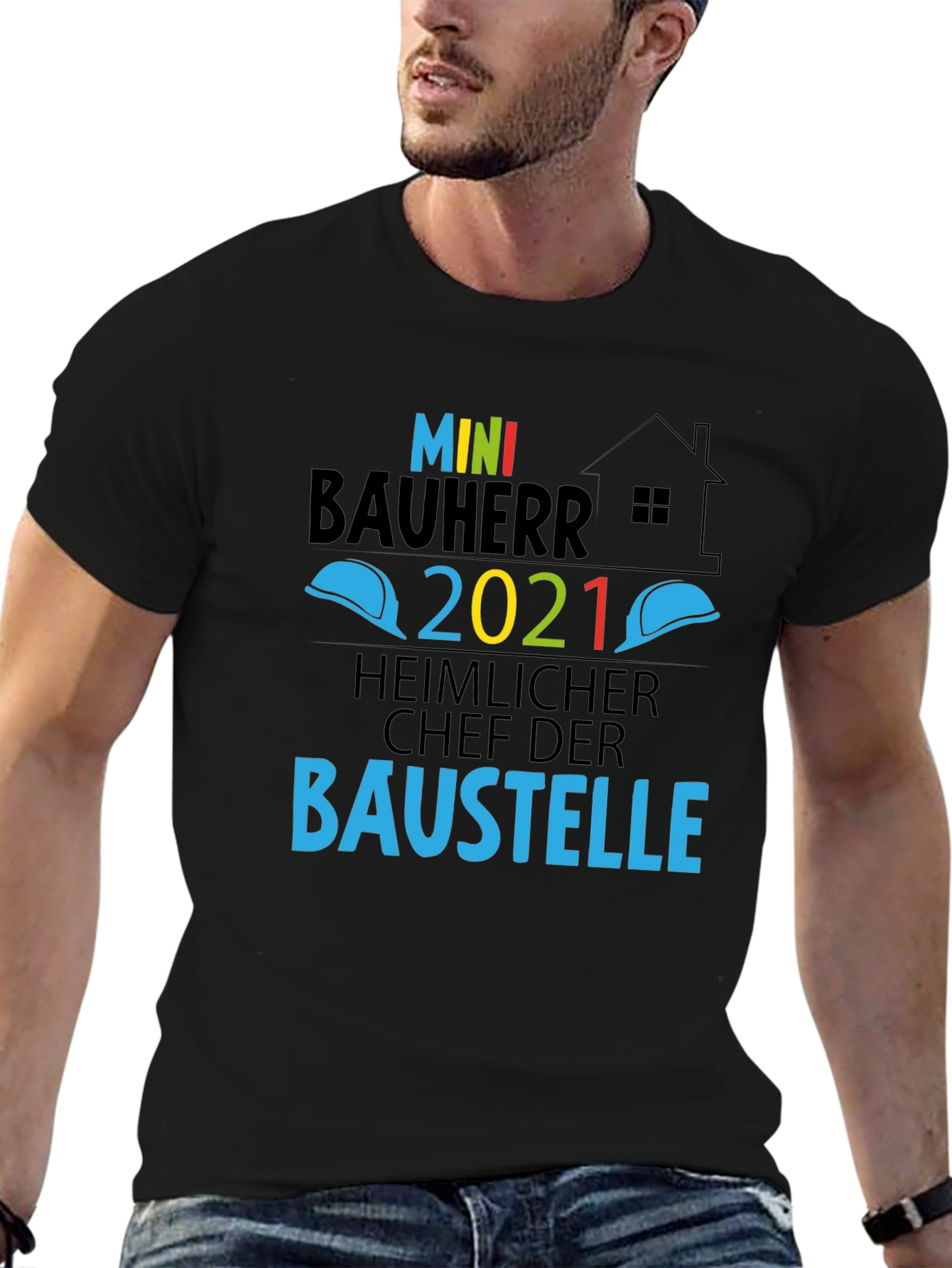 Black Mini Bauherr 2021 Construction Boss T-Shirt view 6