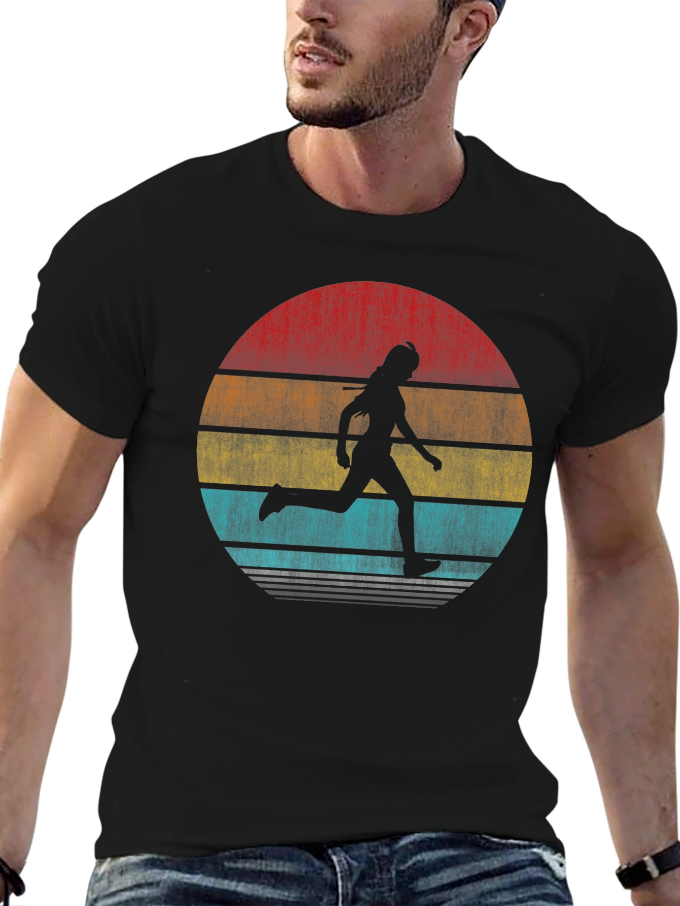 Retro Runner Graphic Tee - Vintage Sunset Design - 6