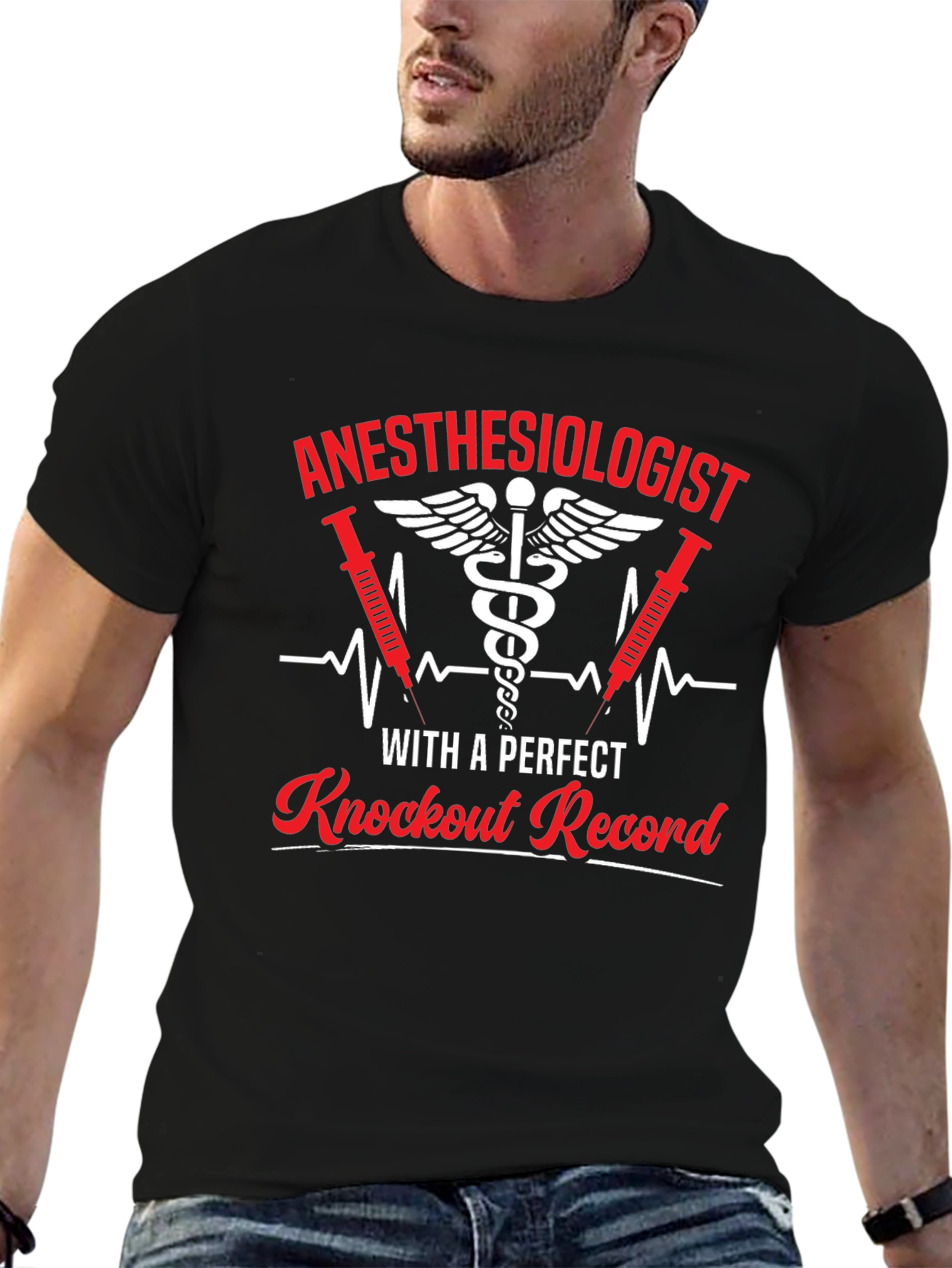 Black Anesthesiologist Knockout Record T-Shirt view 6