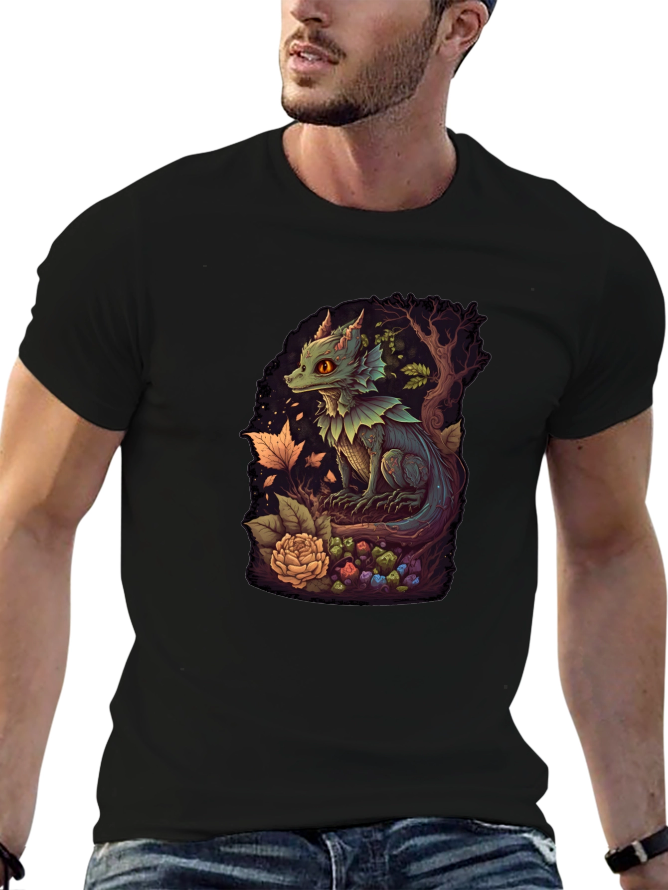 Black Dragon Graphic Tee - Unique Fantasy Design view 6