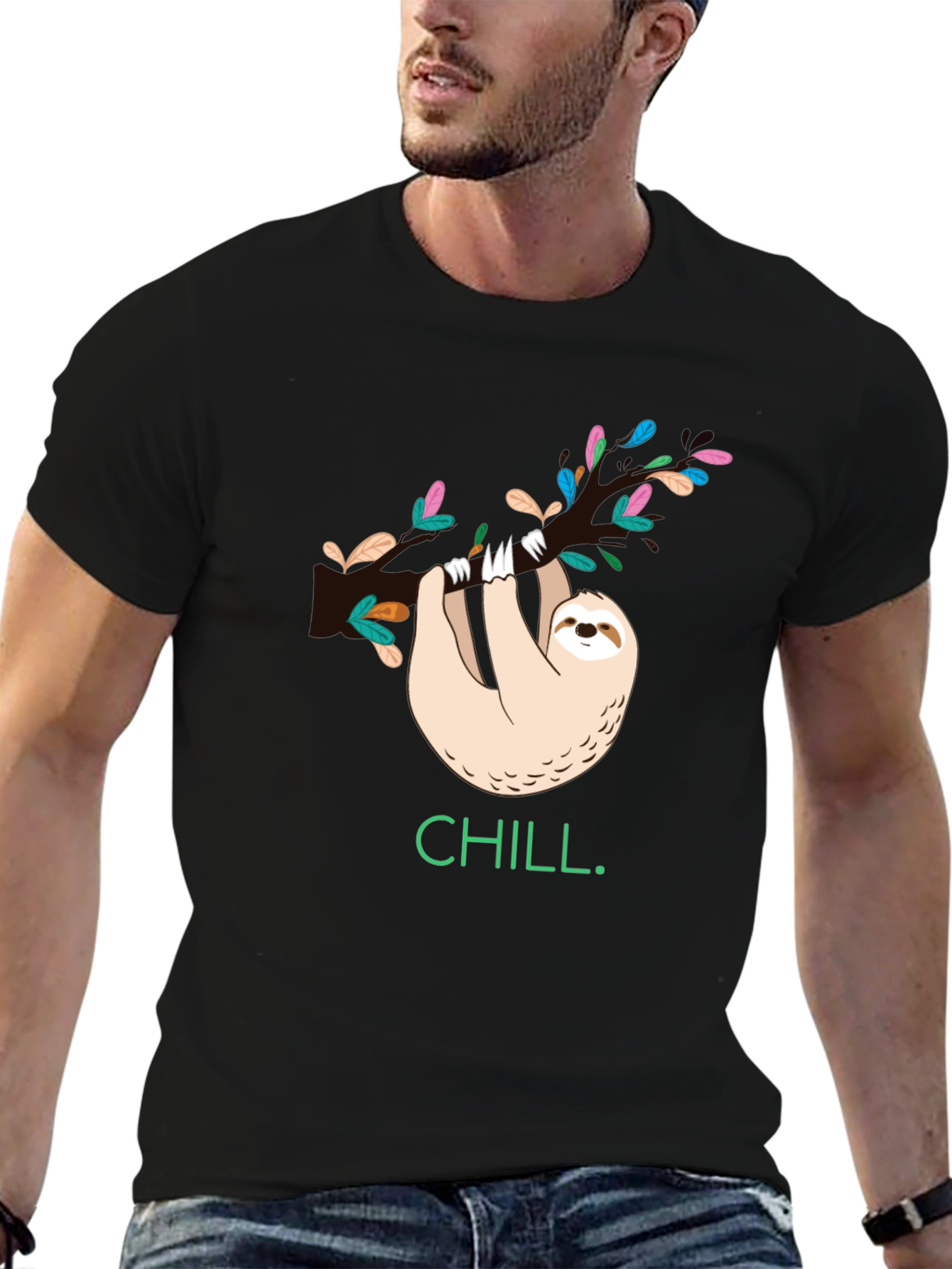 Black Chill Sloth Graphic T-Shirt - Relaxed & Stylish Tee view 6