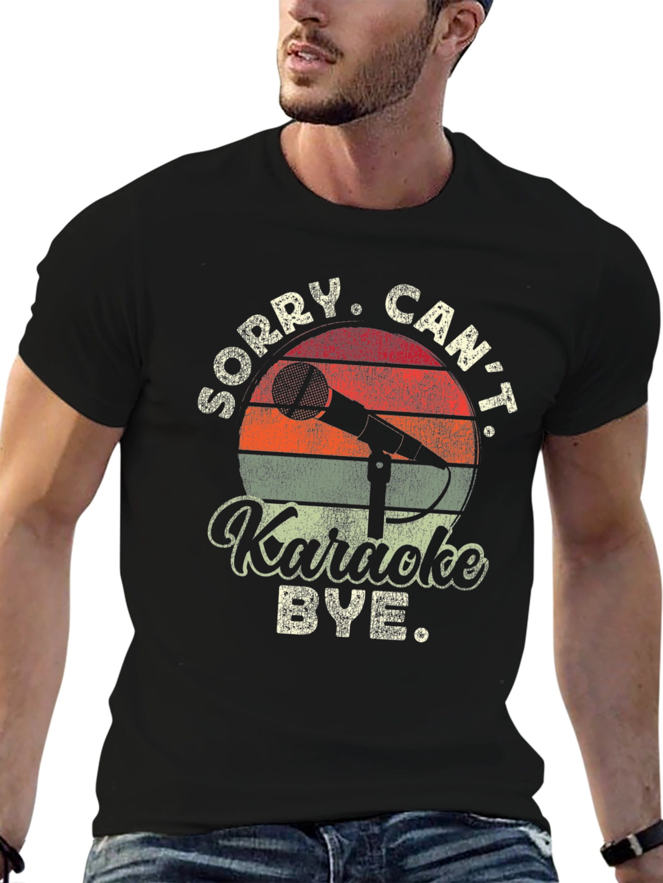 Black Karaoke T-Shirt: Sorry, Can't, Bye view 6