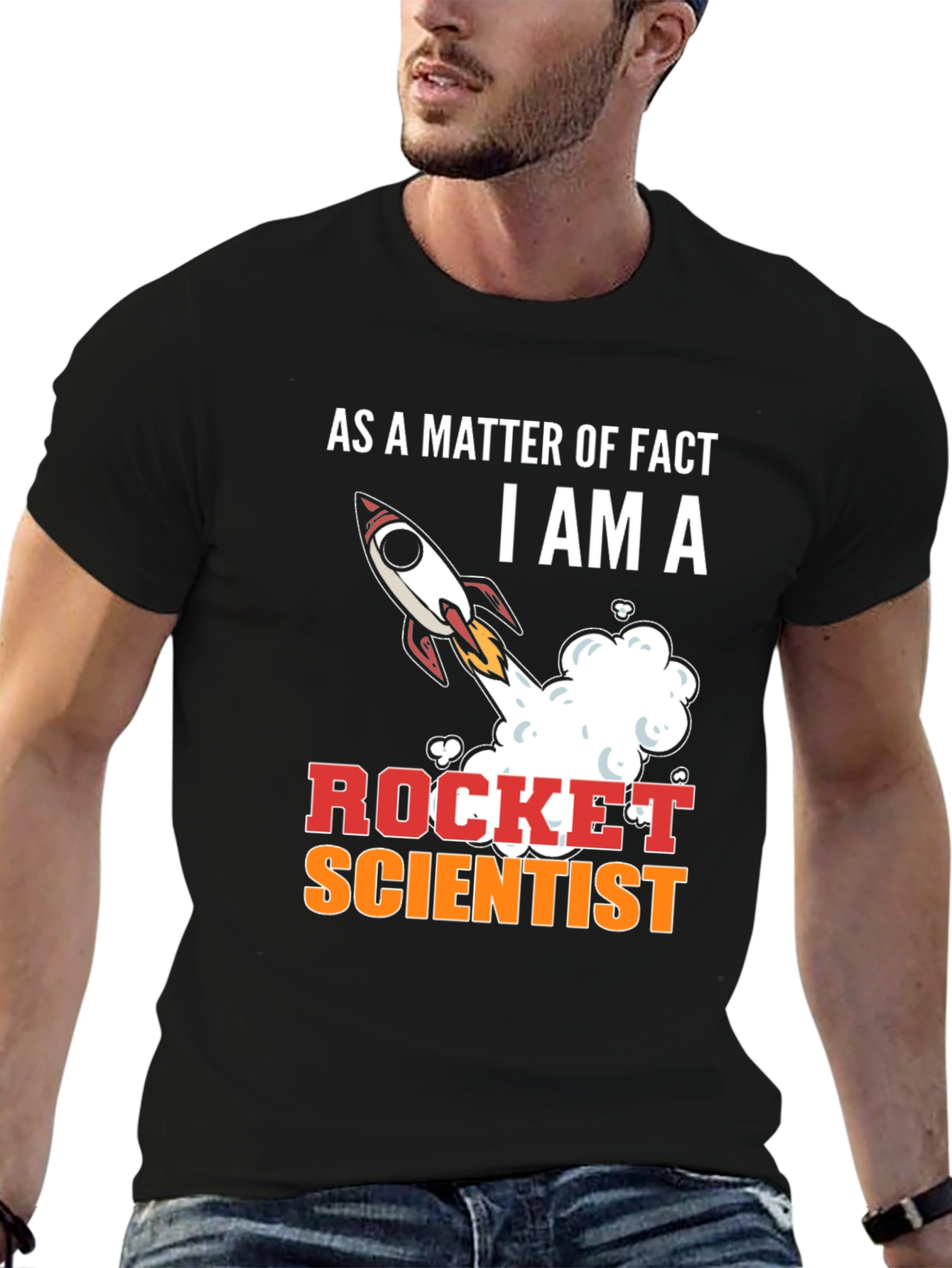 Black Rocket Scientist Graphic Tee - Funny Science T-Shirt view 6