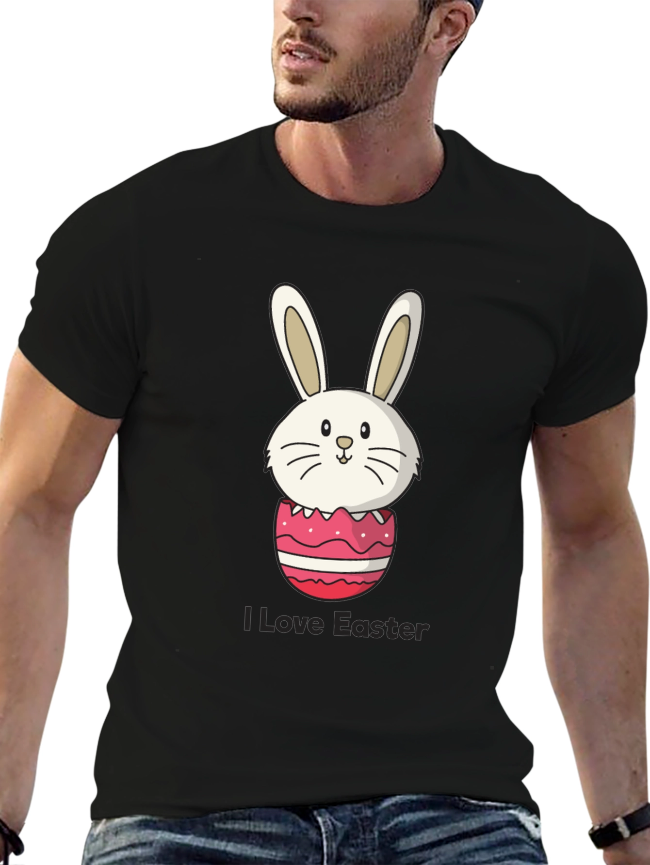 Black Easter Bunny Egg Black T-Shirt view 6
