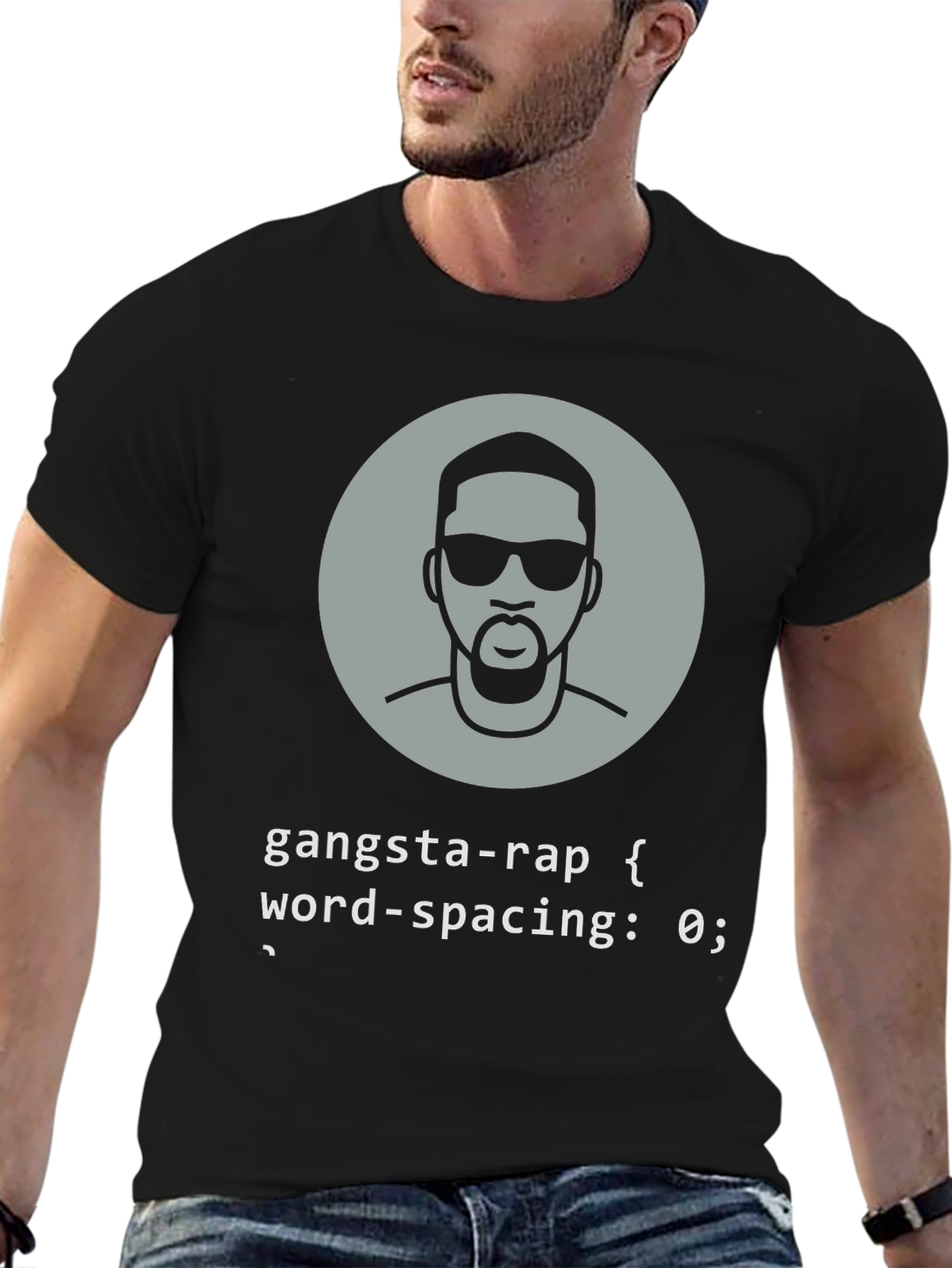 Black Gangsta Rap CSS Code Black T-Shirt view 6