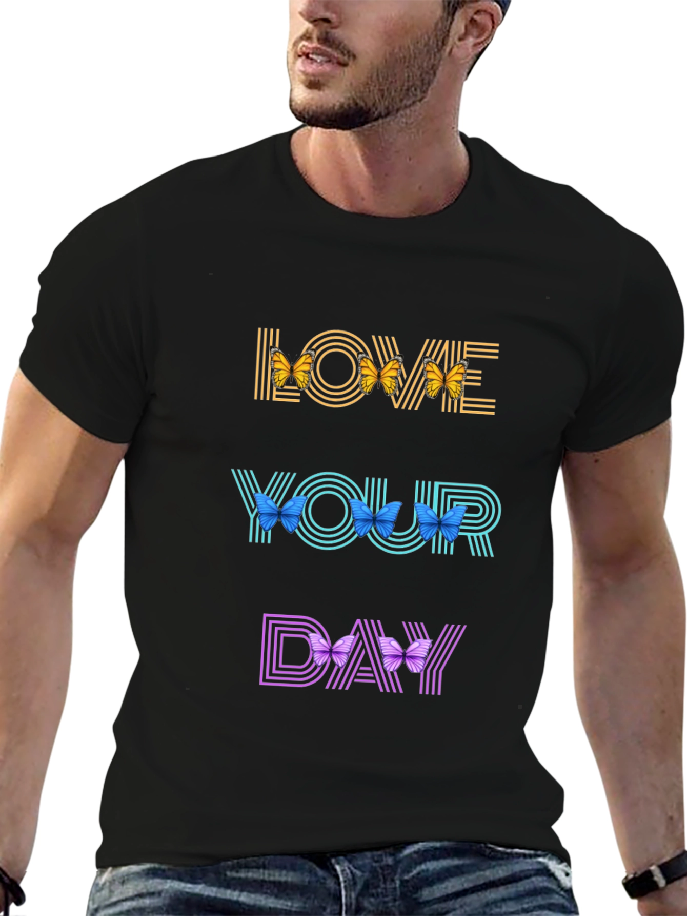 Black Love Your Day Butterfly T-Shirt view 6