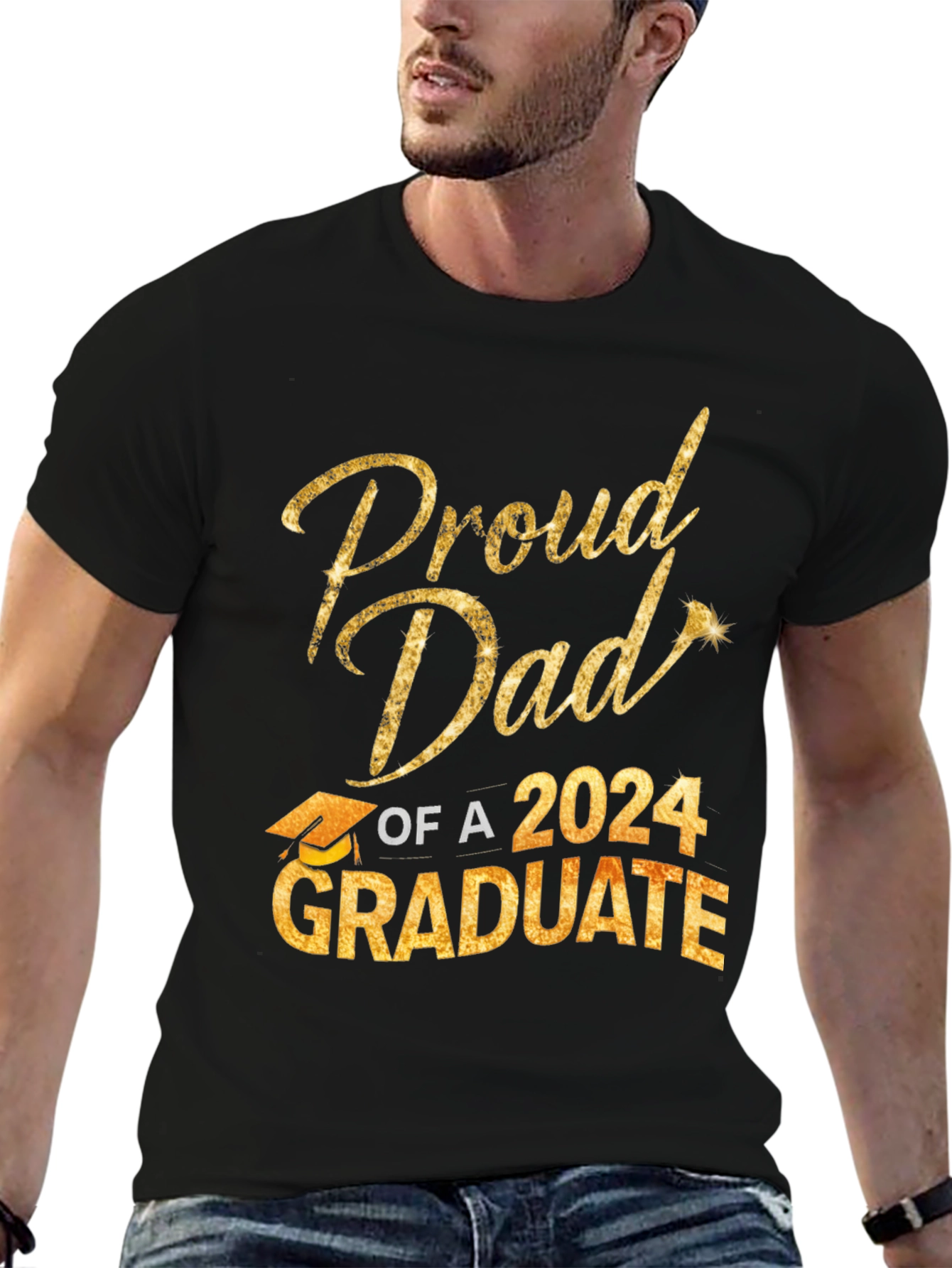 Black Proud Dad of a 2024 Graduate T-Shirt view 6