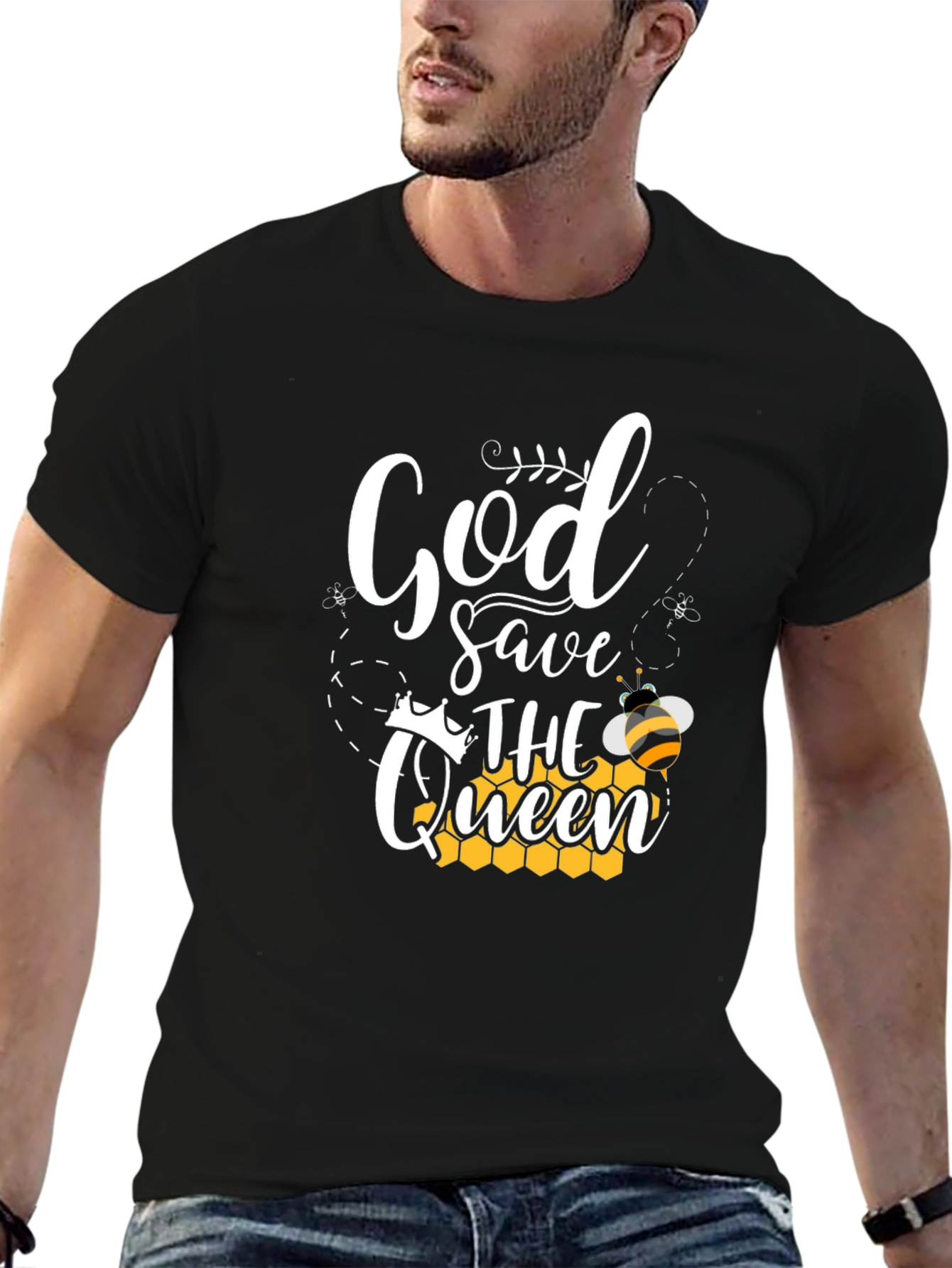 Black God Save The Queen Bee T-Shirt view 6