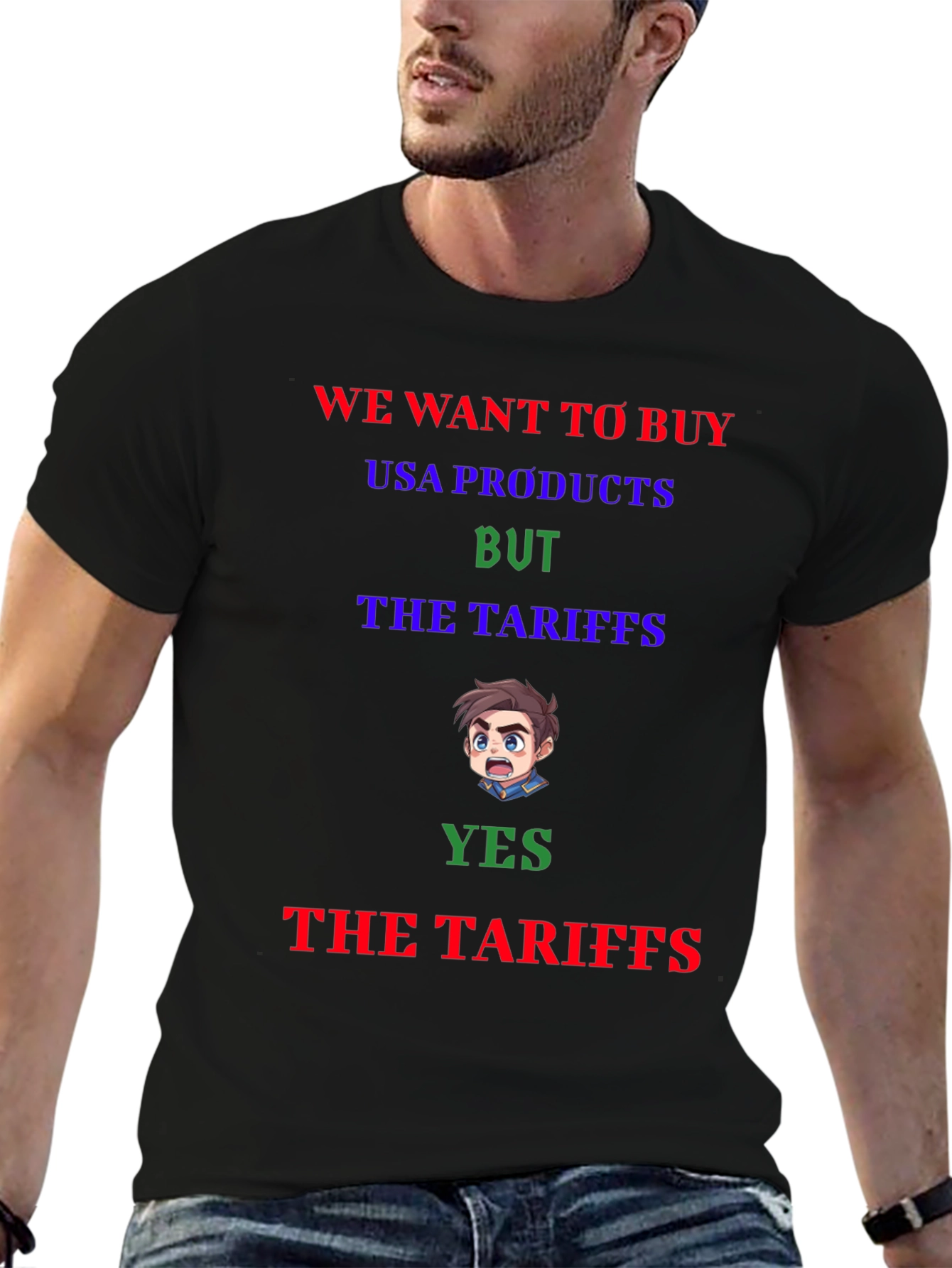 Black Funny Tariff T-Shirt - USA Products Buyer view 6