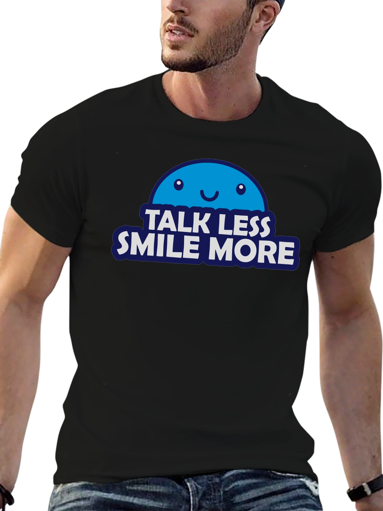 Black Talk Less Smile More T-Shirt - Positive Vibes Tee view 6