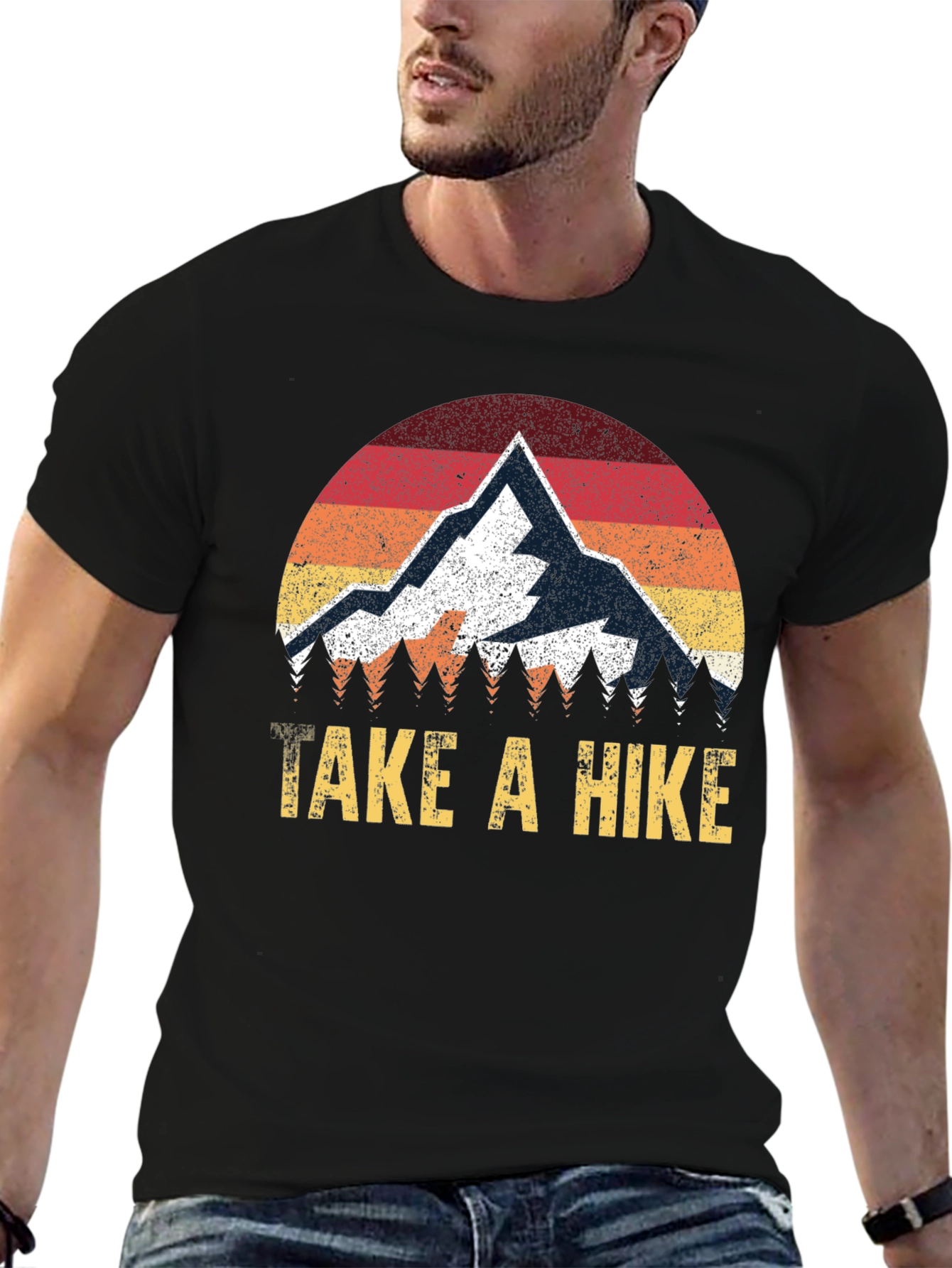 Black Take a Hike Graphic Tee - Retro Mountain Design view 6