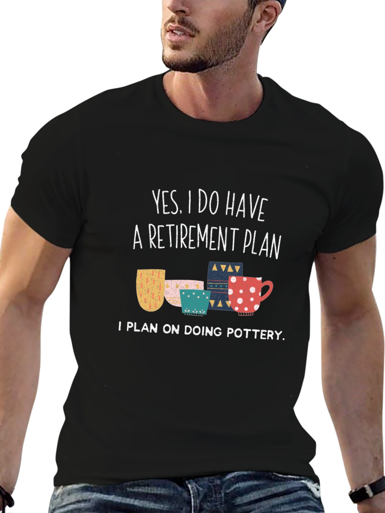 Black Funny Pottery Retirement Plan T-Shirt view 6
