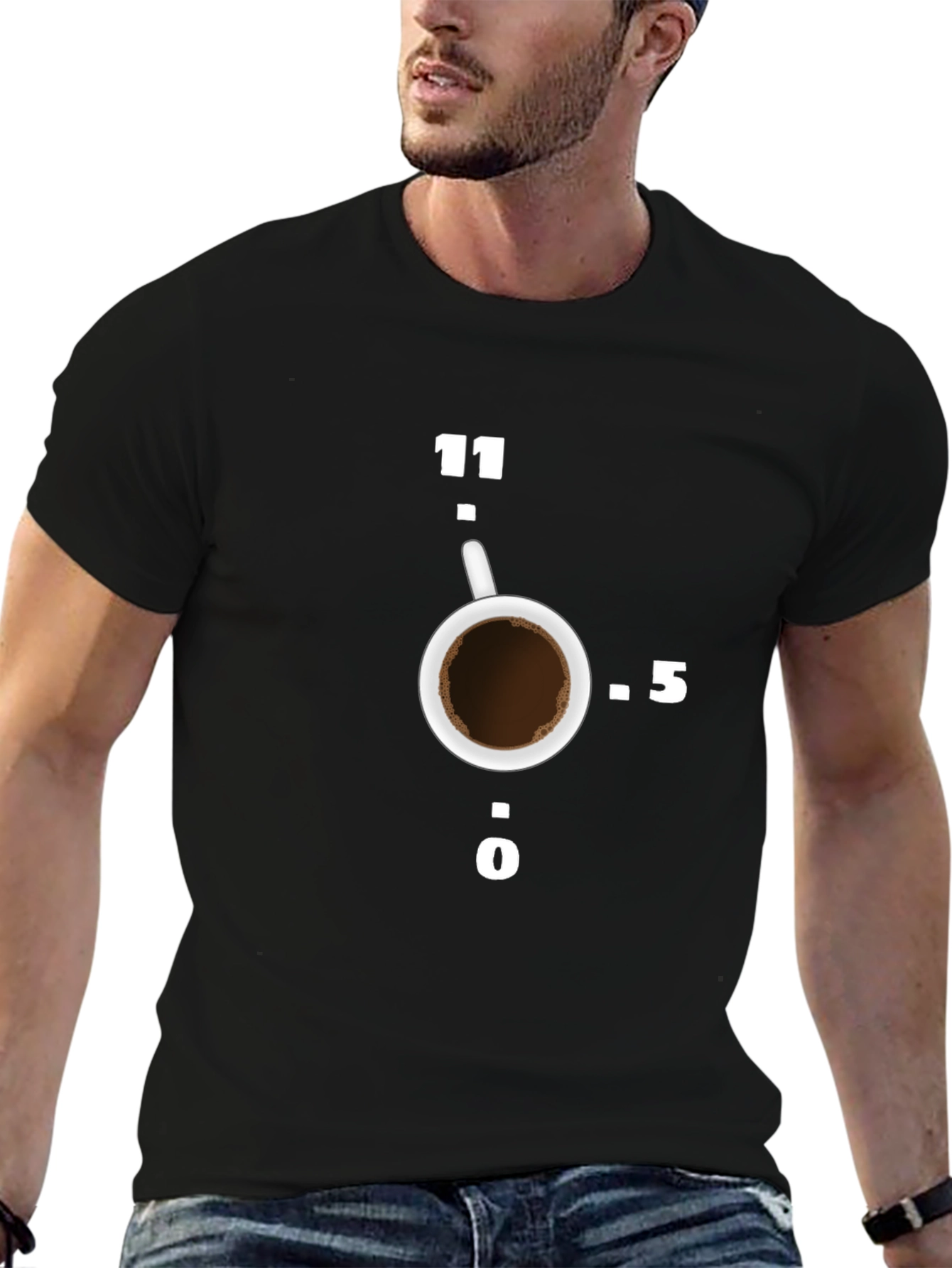 Black Coffee Time Tee - Stylish Clock Design view 6
