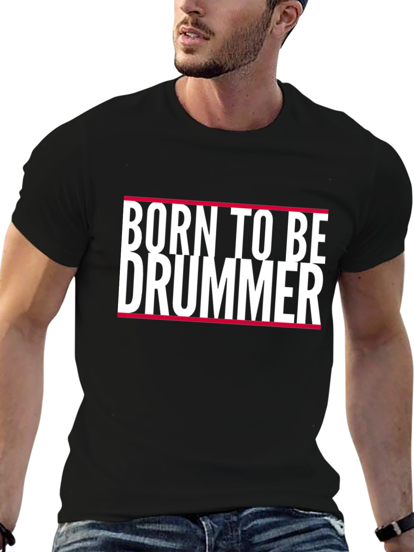 Black Born to Be Drummer Graphic Tee view 6