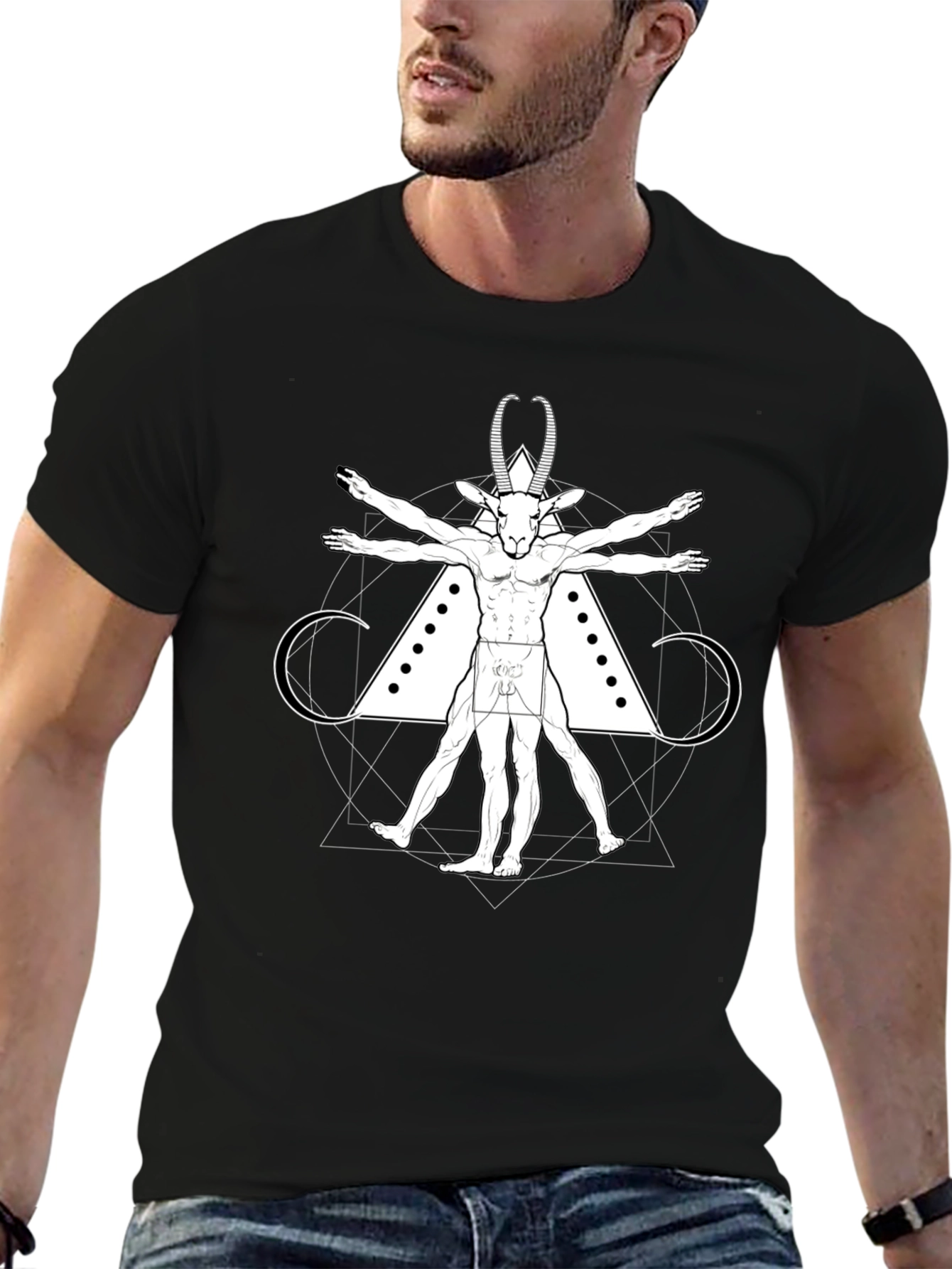 Black Vitruvian Goat Tee - Occult Style view 6