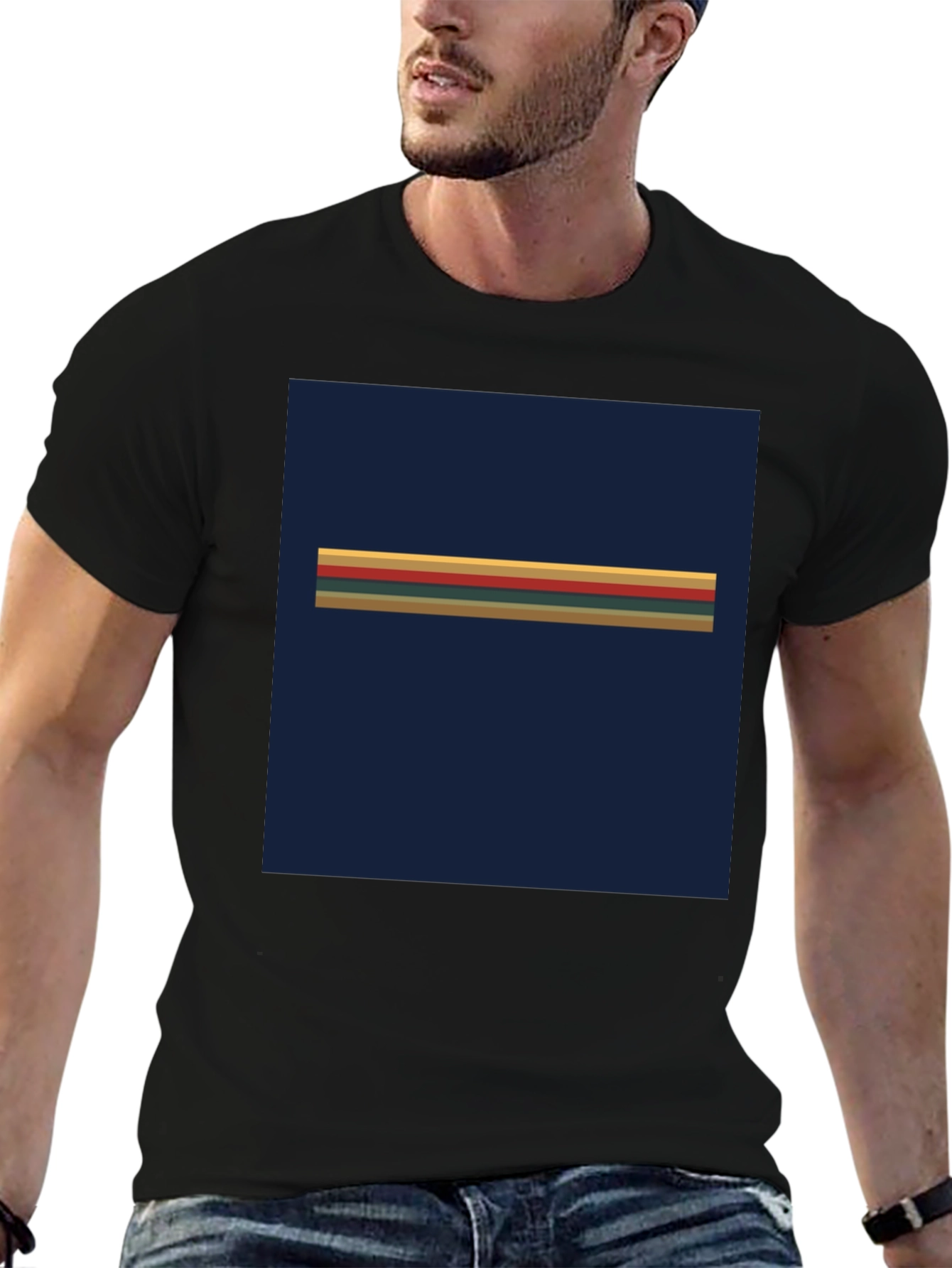 Black Retro Stripe Graphic Tee - Dr. Who Inspired view 6