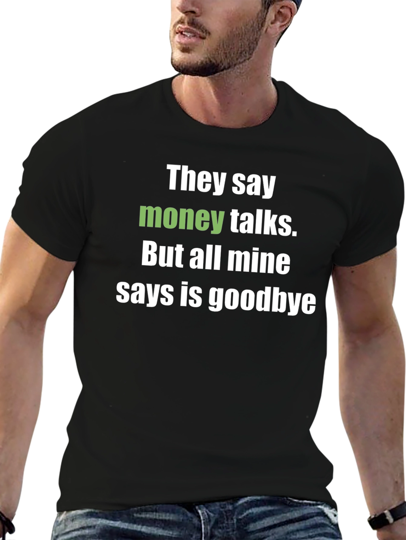 Black Money Talks Funny Graphic Tee view 6