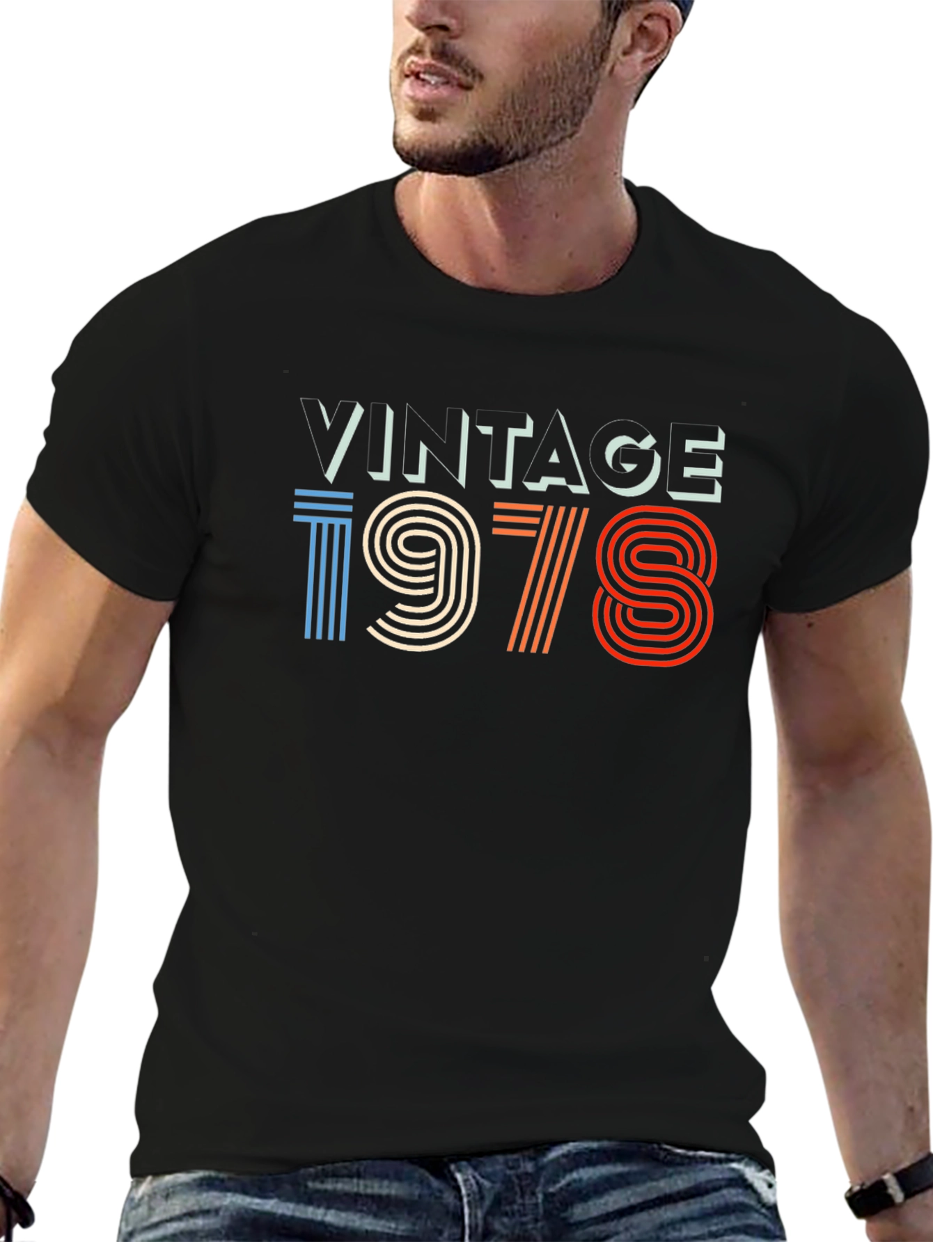 Black Vintage 1978 Graphic Tee - Retro Birthday T-Shirt view 6