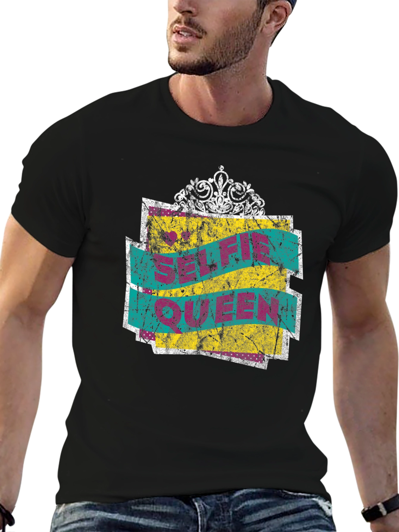 Black Selfie Queen Crown Graphic T-Shirt view 6