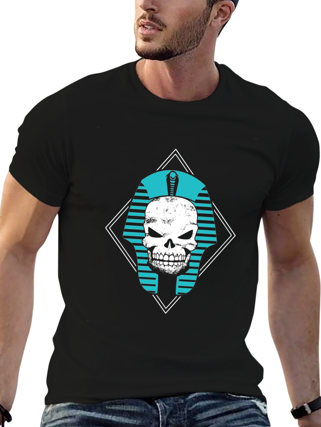 Black Skull Pharaoh Graphic Tee - Black view 6