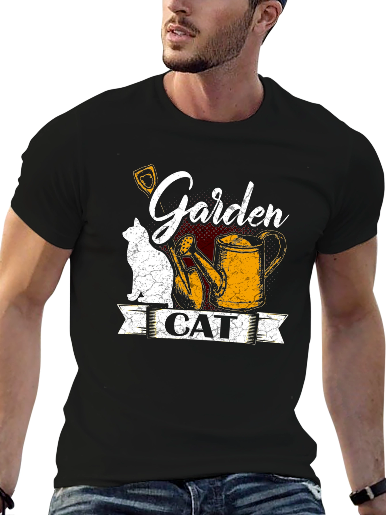 Black Garden Cat Graphic T-Shirt view 6