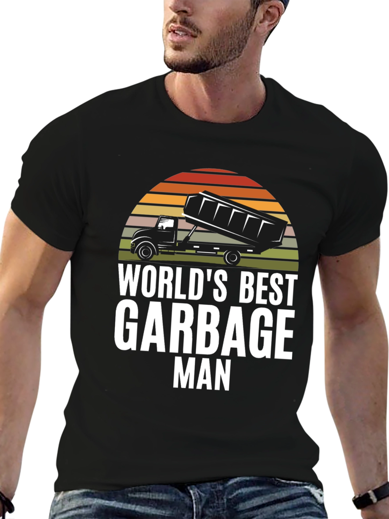Black World's Best Garbage Man Black Graphic T-Shirt view 6