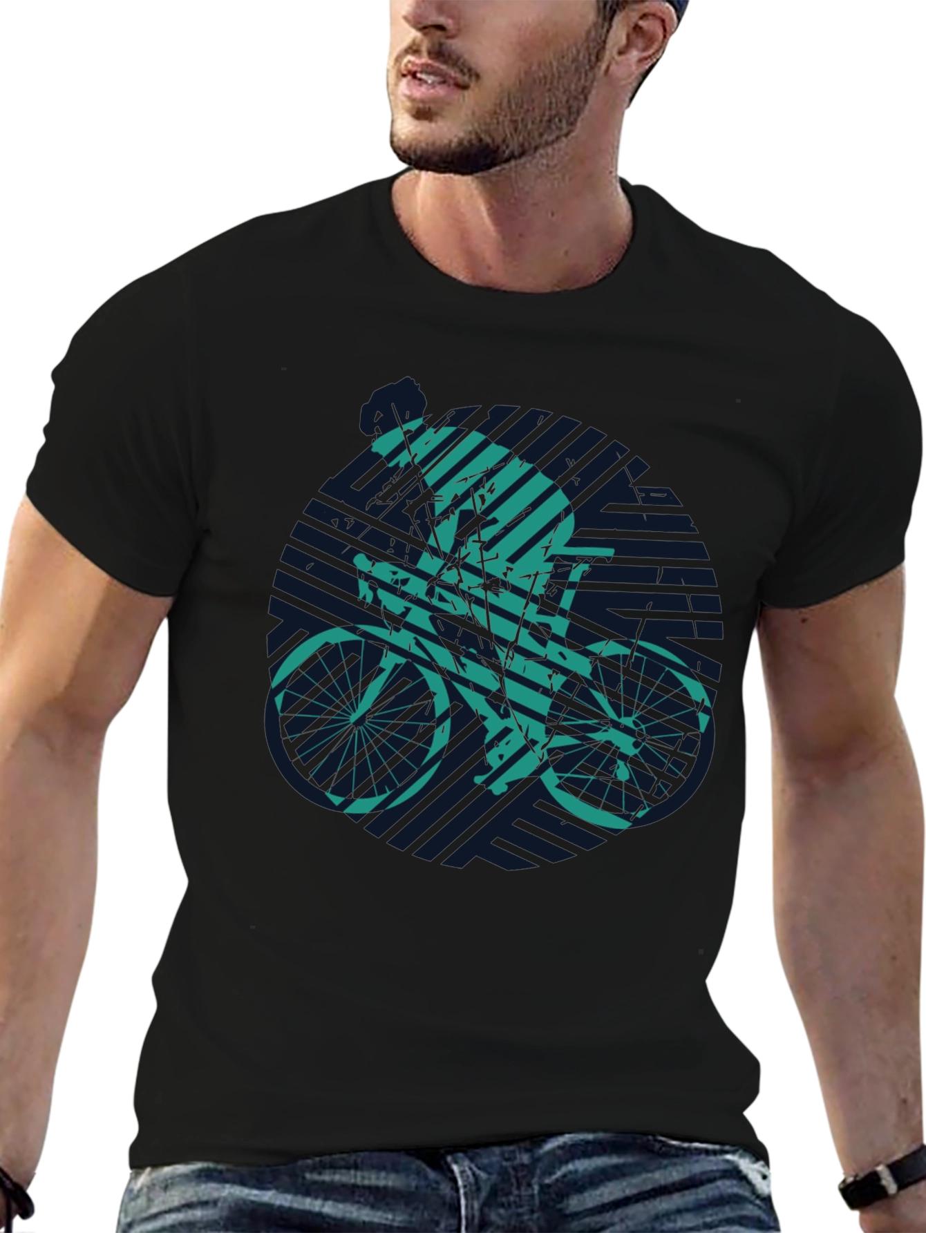 Black Cyclist Graphic Tee - Black Cotton Blend view 6