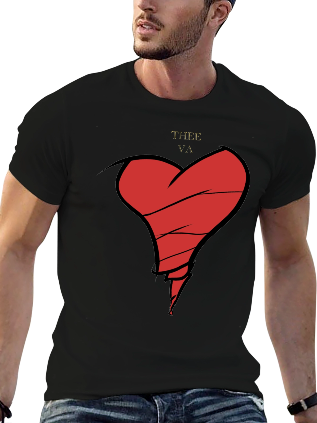 Black Broken Heart Graphic Tee - Men's Black T-Shirt view 6