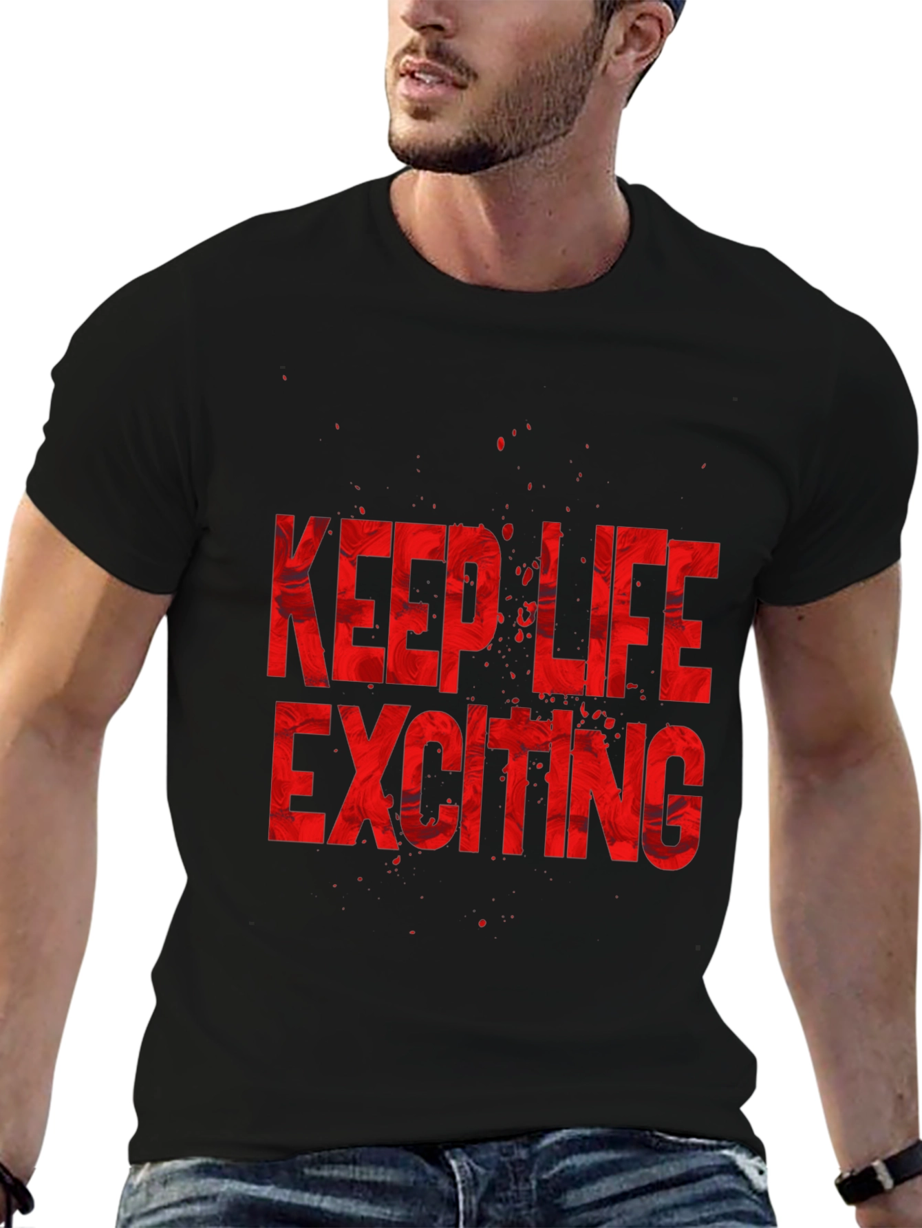 Black Keep Life Exciting Graphic T-Shirt view 6