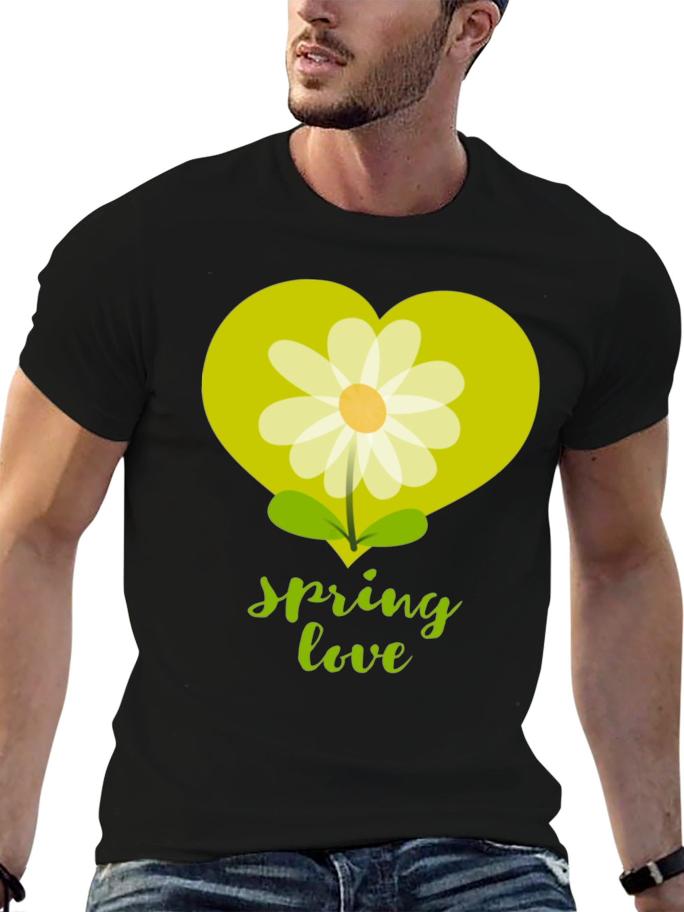 Black Spring Love T-Shirt - Floral Heart Graphic Tee view 6