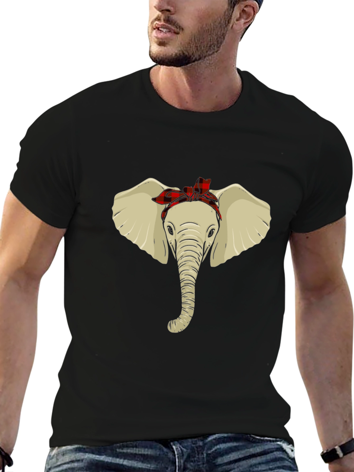 Black Elephant with Bandana Graphic Tee - Unisex view 6