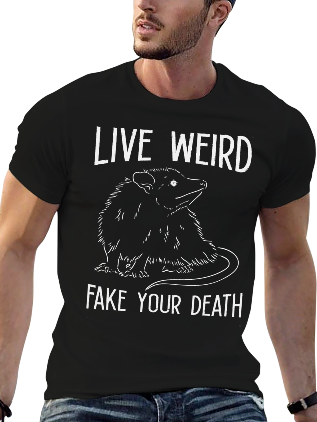 Black Live Weird Opossum Graphic Tee view 6