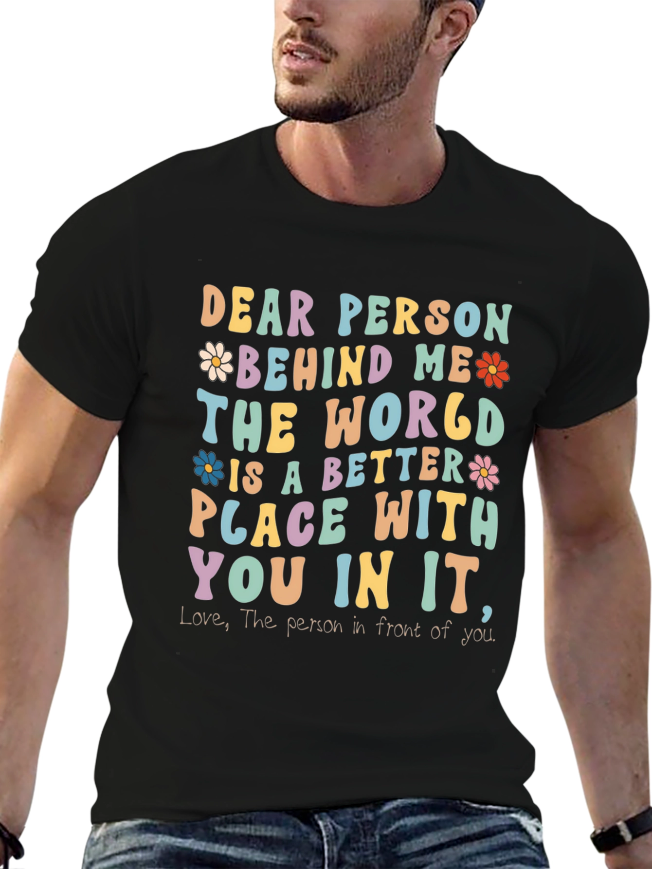 Black Dear Person Behind Me Graphic Tee view 6