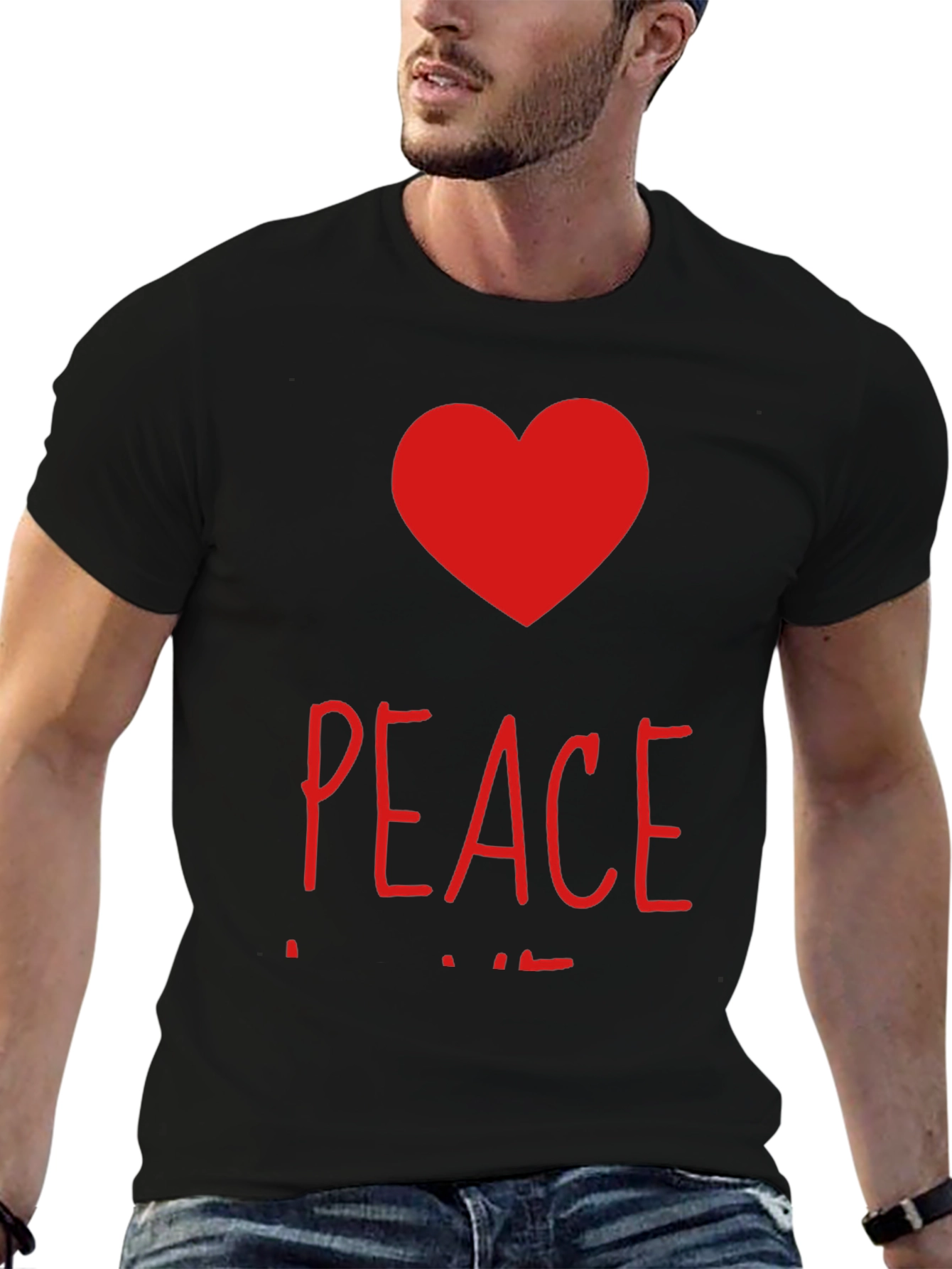 Black Peace and Love Graphic T-Shirt view 6