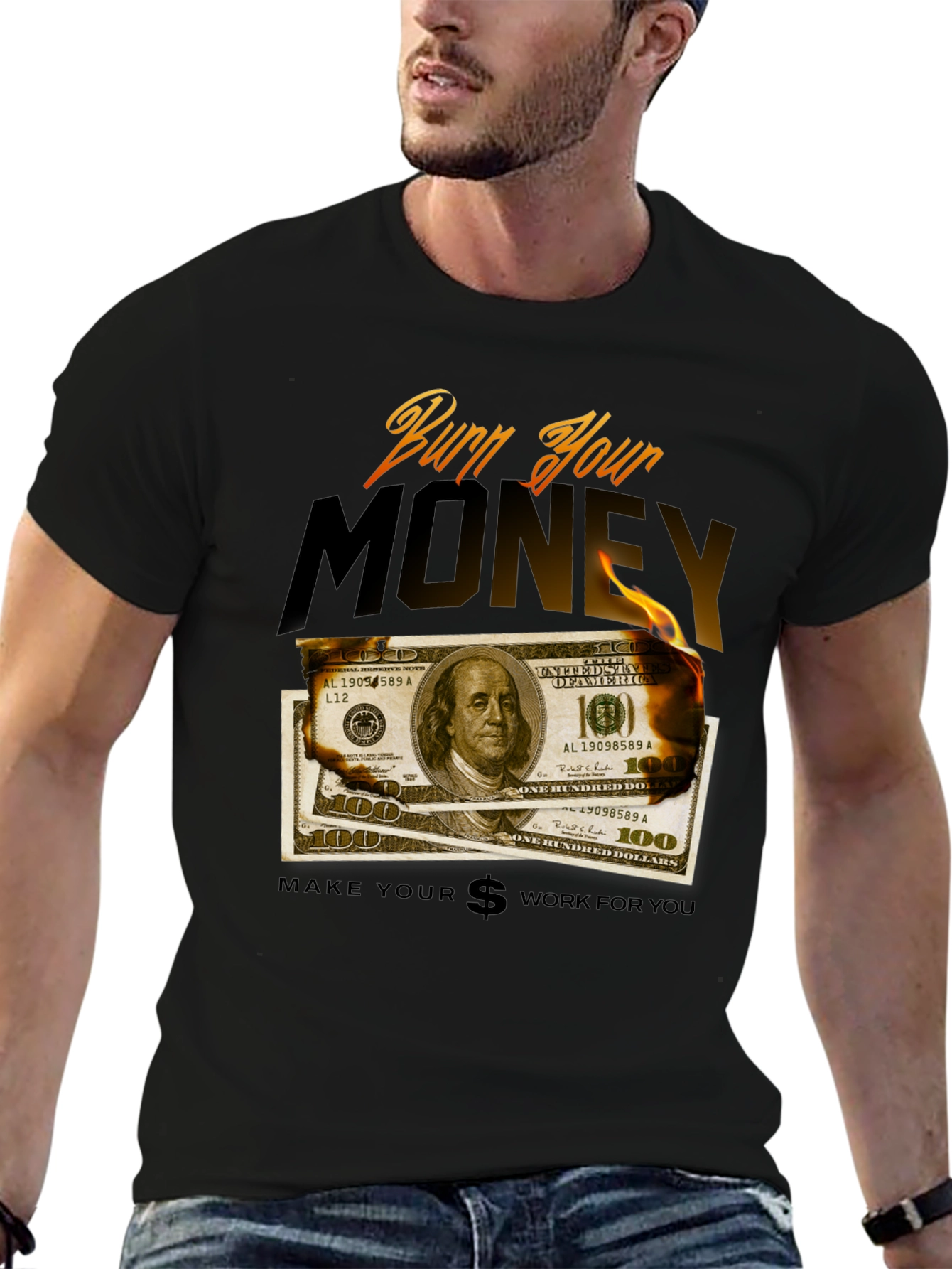Black Burn Your Money Graphic Tee view 6