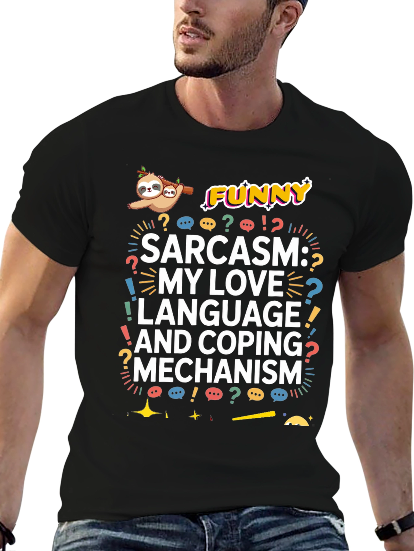 Black Funny Sarcasm Coping Mechanism Graphic Tee view 6