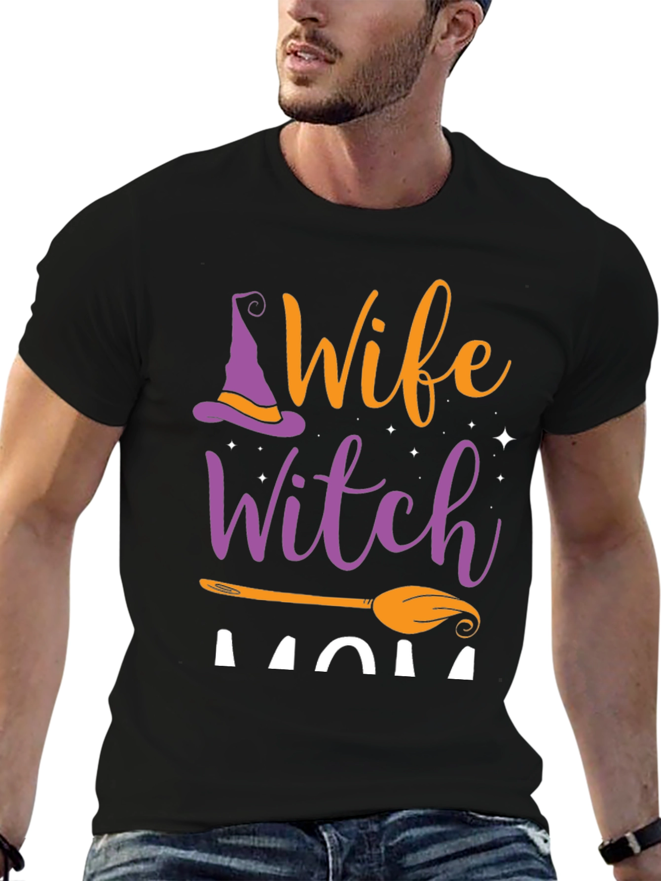 Black Wife Witch Mom Halloween T-Shirt view 6