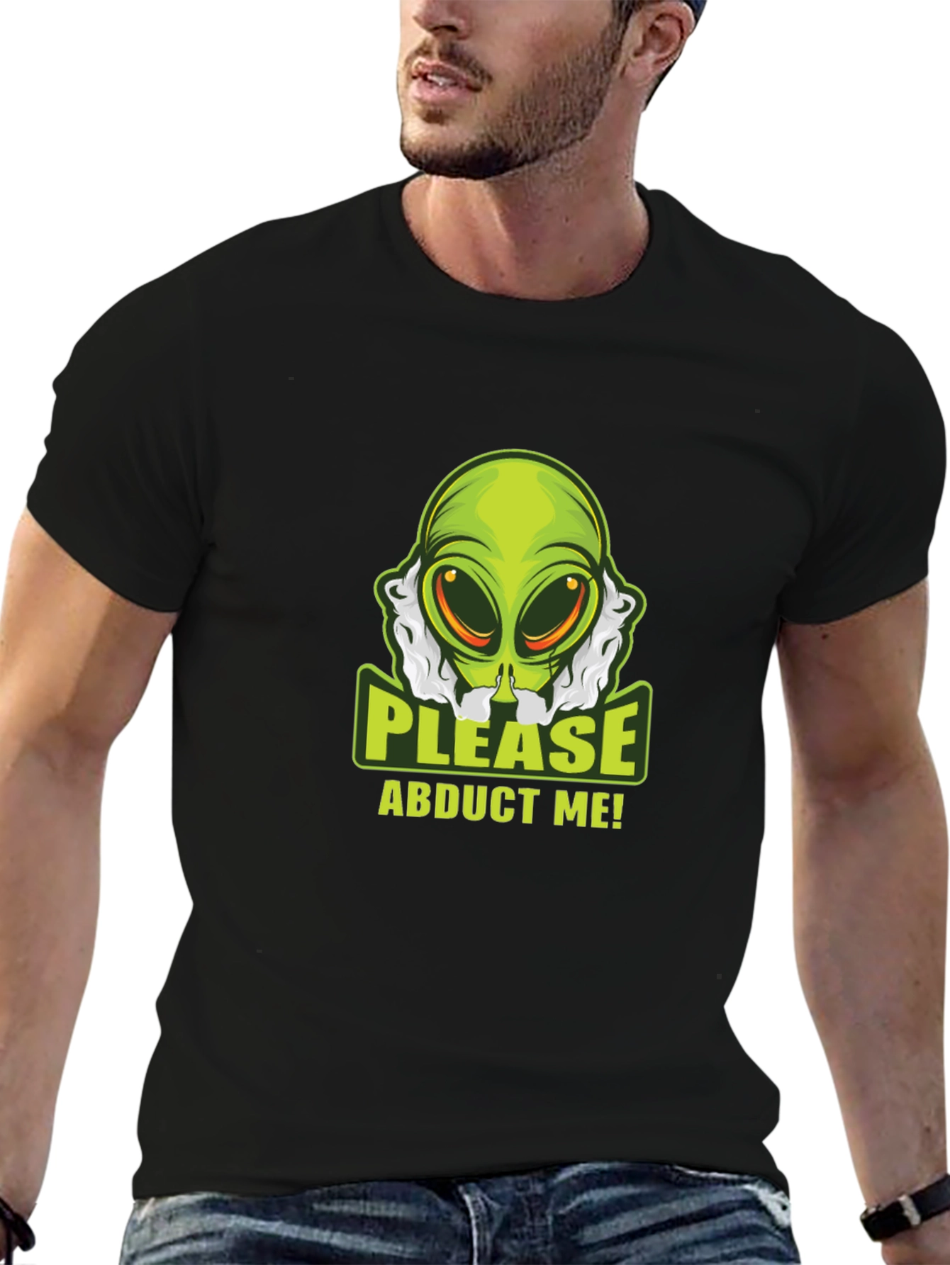 Black Alien Abduction T-Shirt - Please Abduct Me Tee view 6